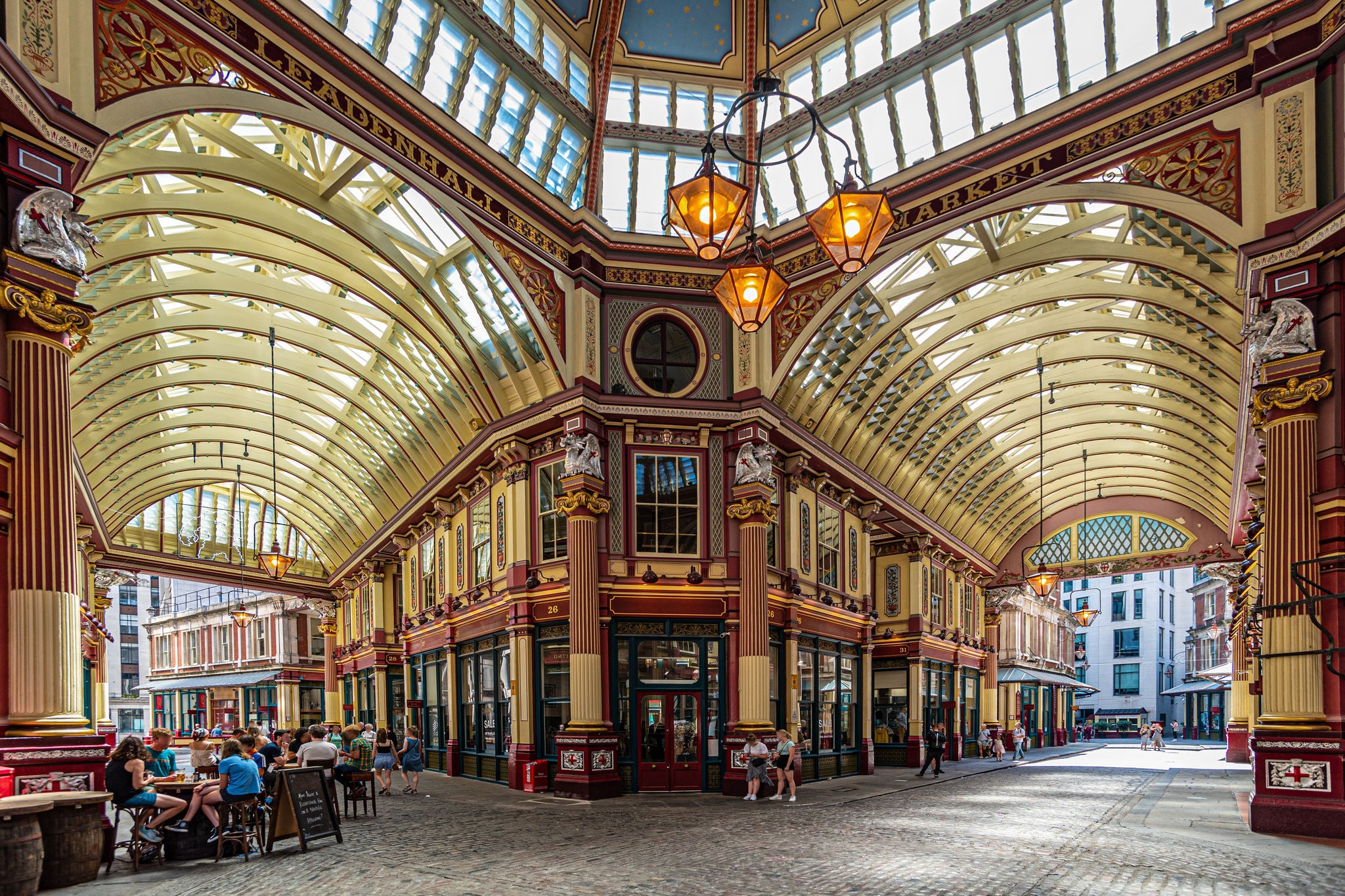 Covered walkway and shops inside Leadenhall Market