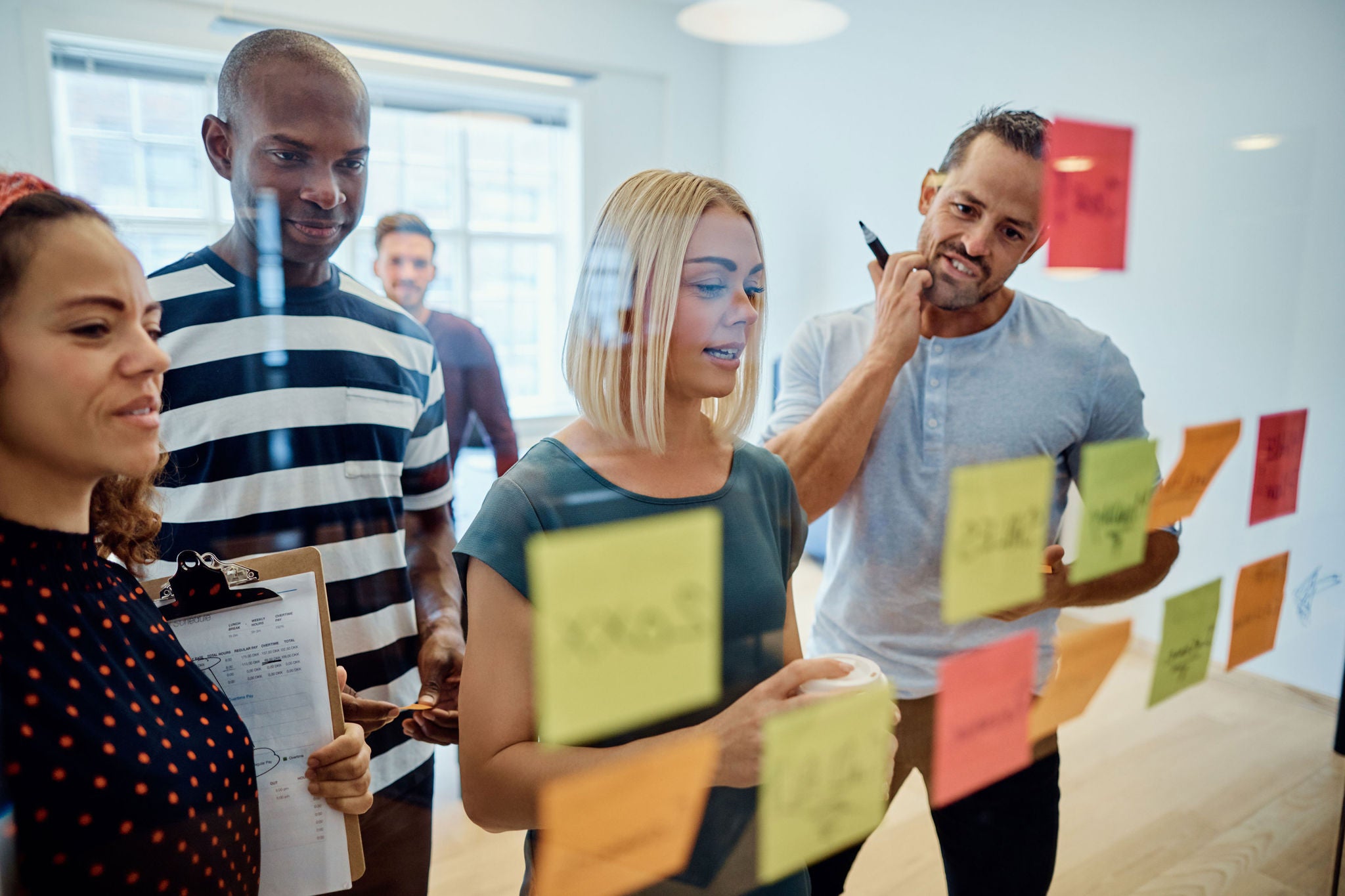  Entrepreneurs working together to strategically build a roadmap.