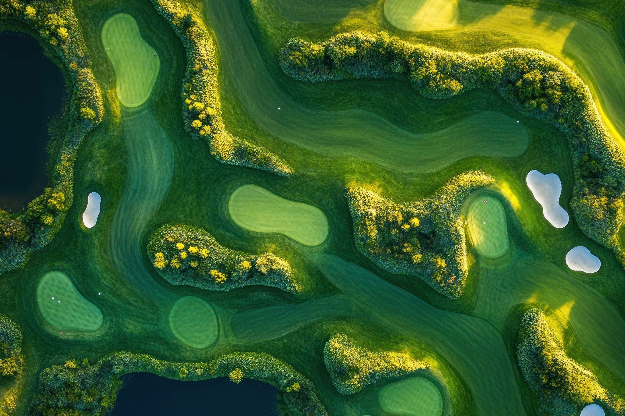 An aerial perspective showcasing the intricate layout of a golf course