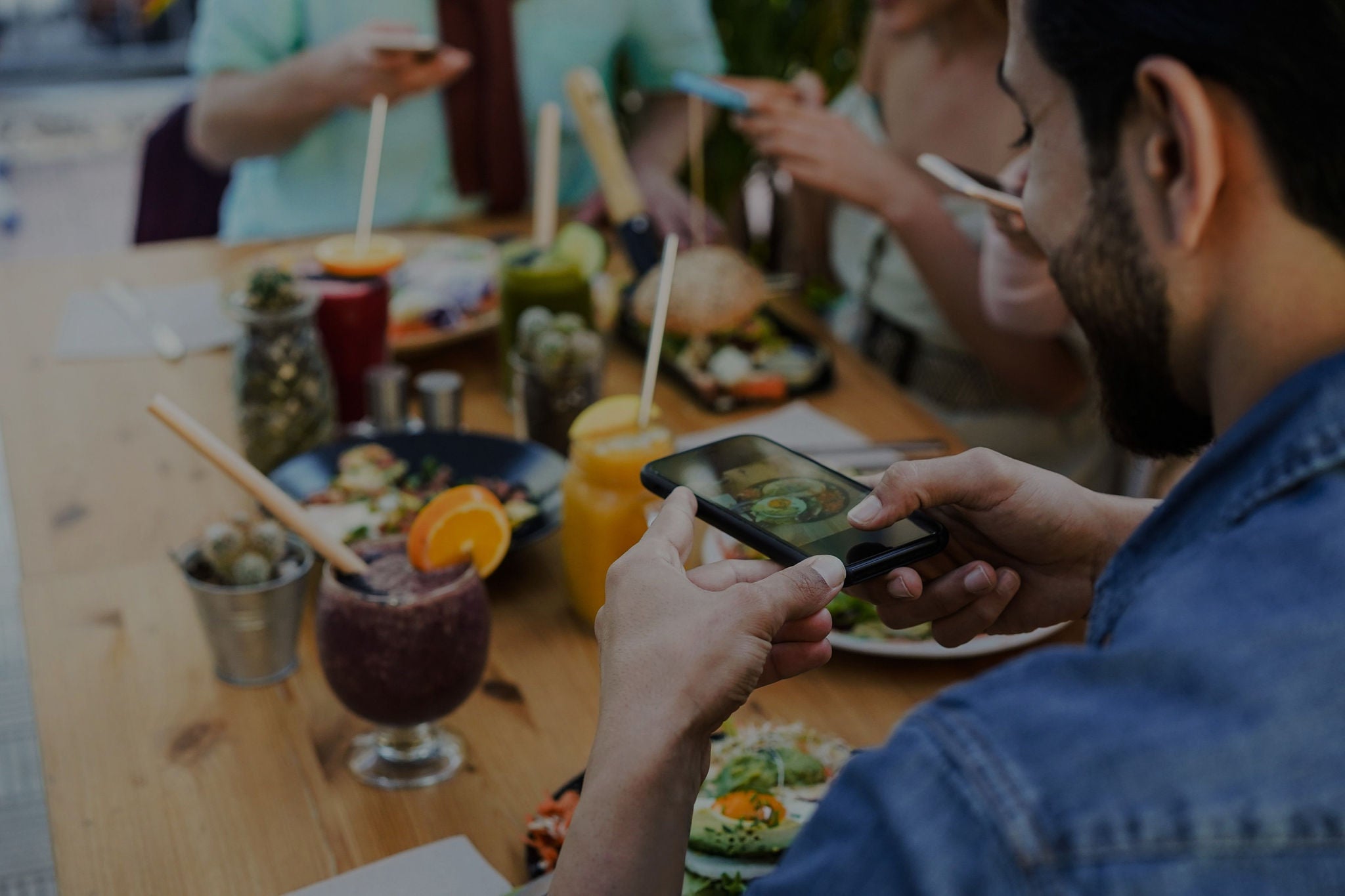 Friends having fun at a restaurant