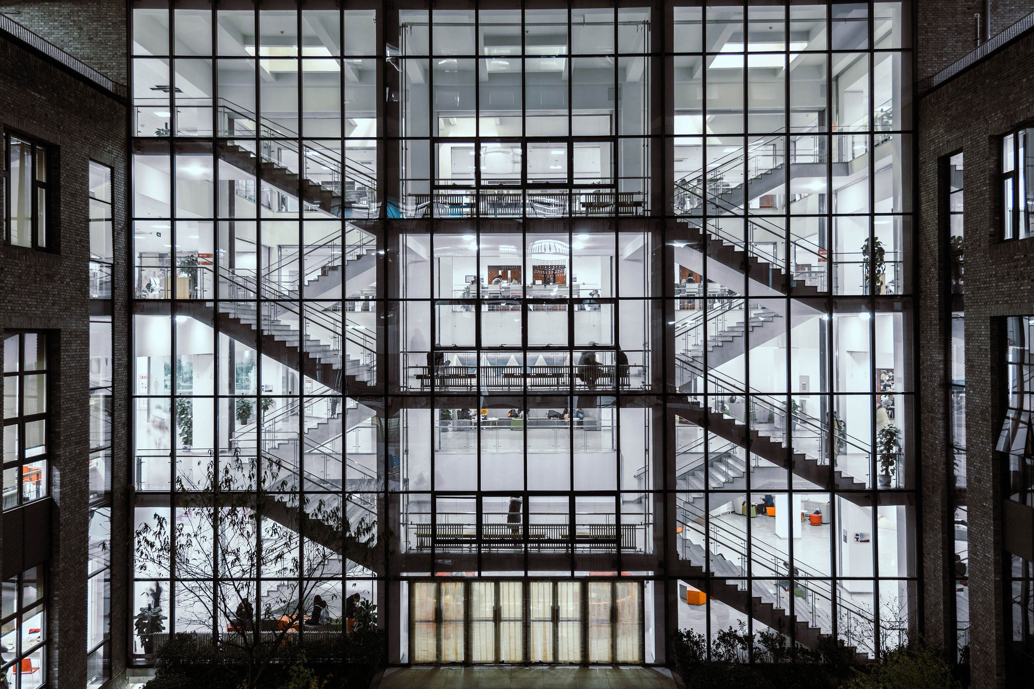Inside the Office Building at Night