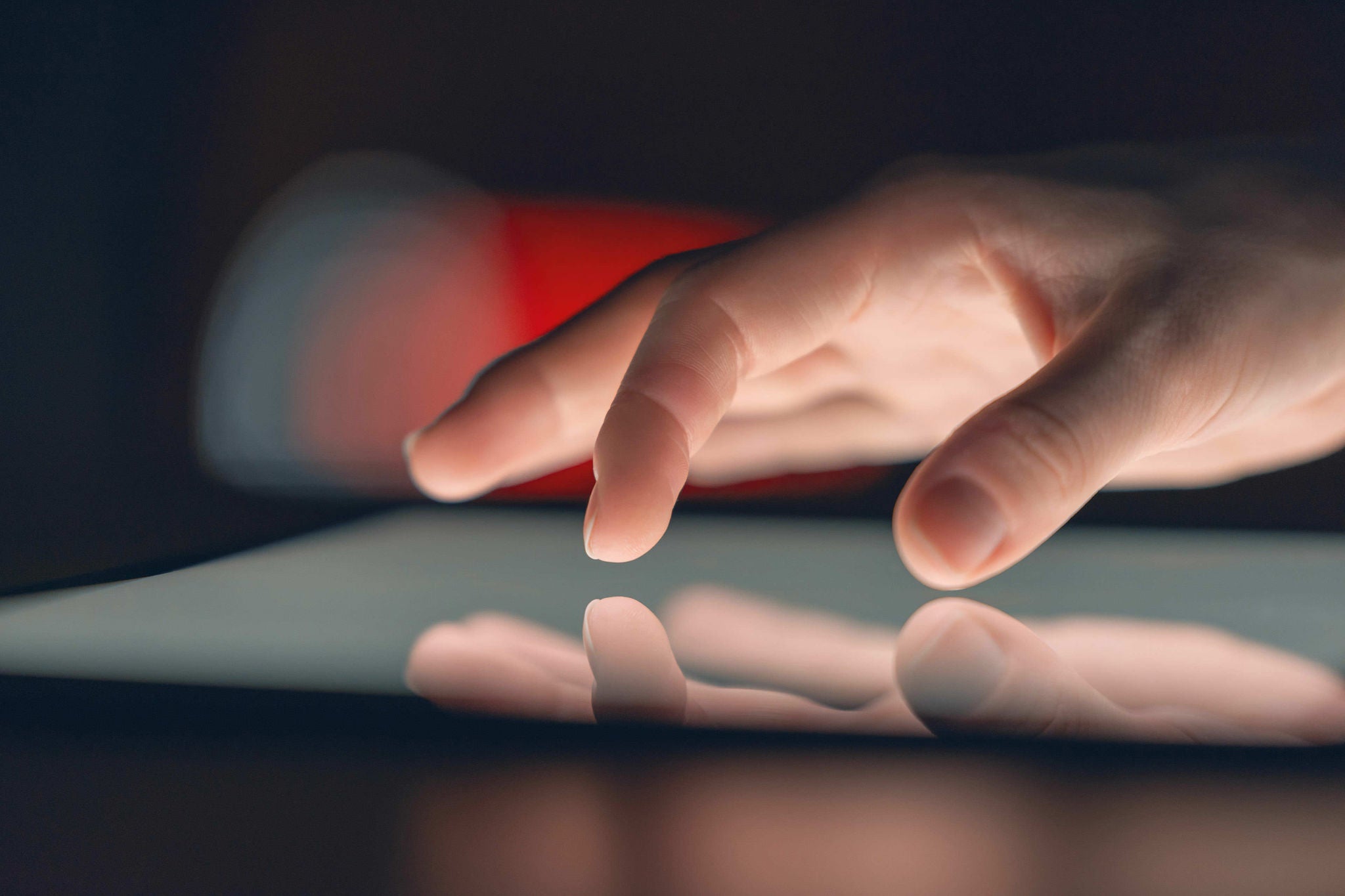 Finger Touching Touchscreen Tablet