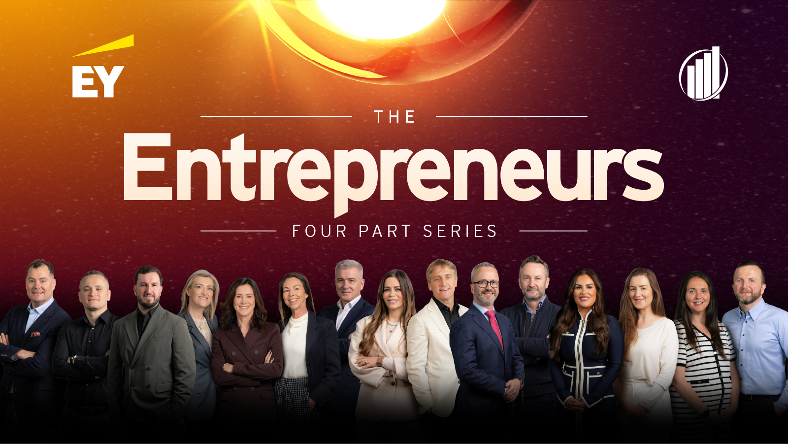 The Entrepreneurs four-part series promotional image featuring a group of presenters