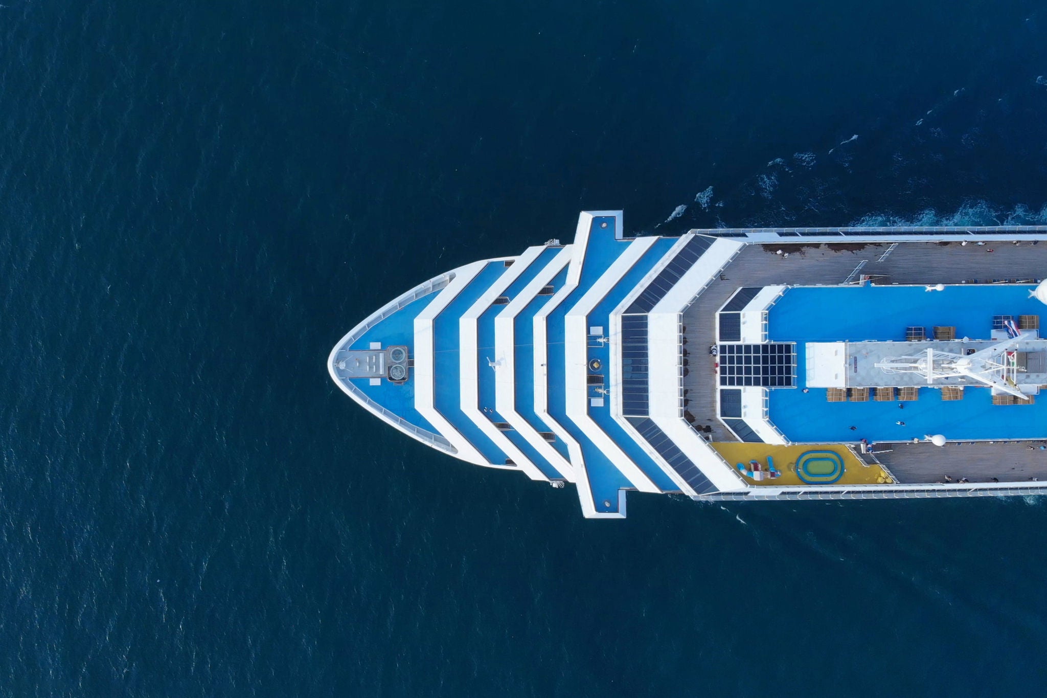 Aerial view of beautiful white cruise ship above luxury cruise concept tourism travel on holiday vacation time.