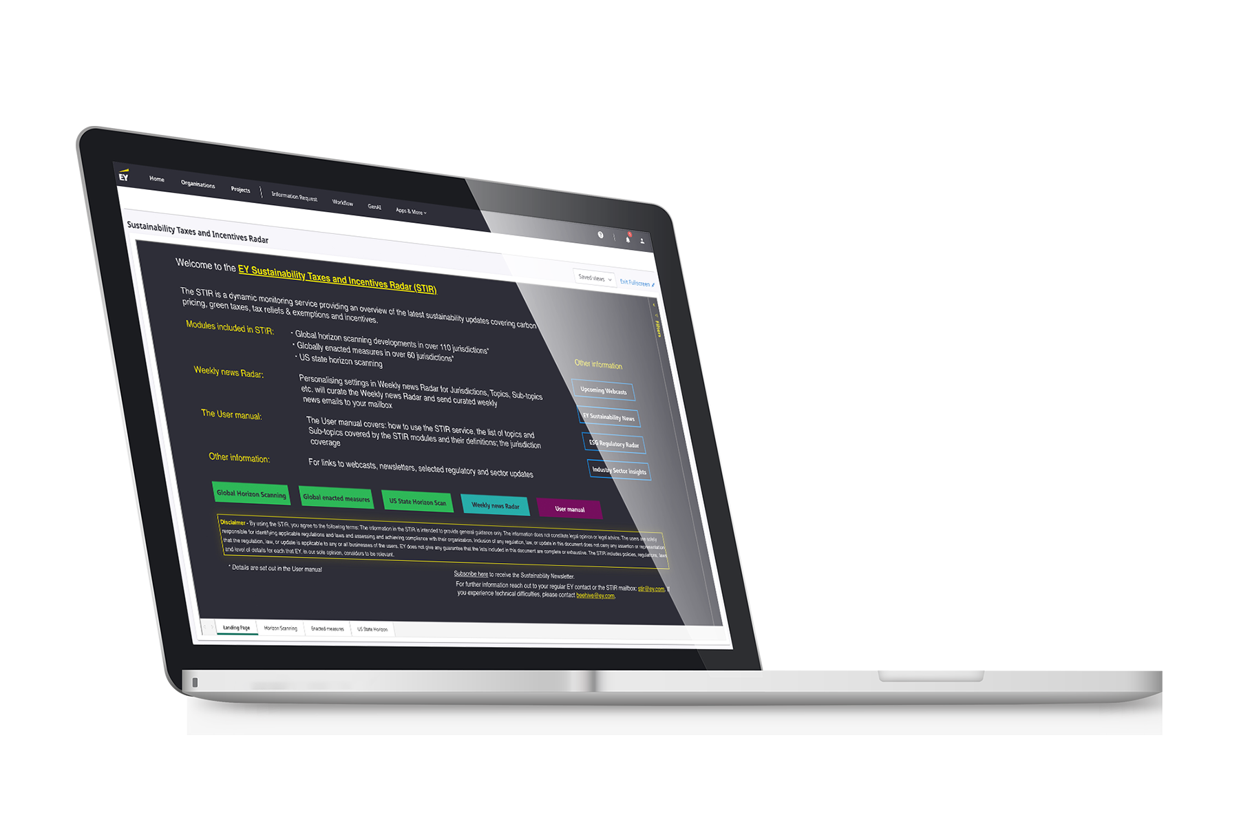 Green Tax Tracker dashboard laptop