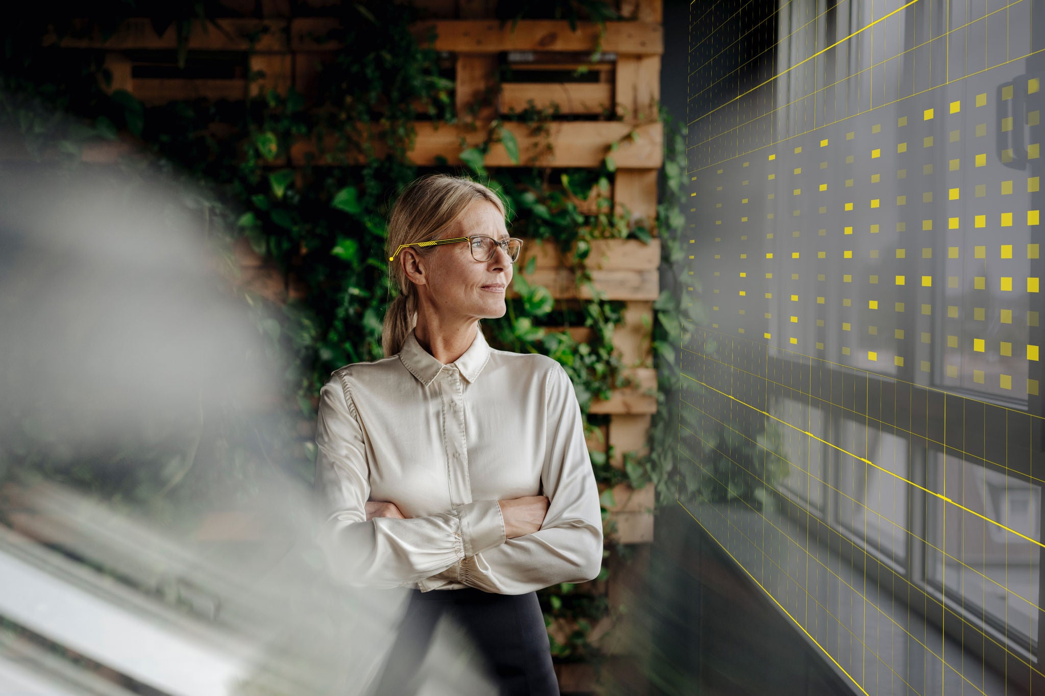 Person in front of data screen