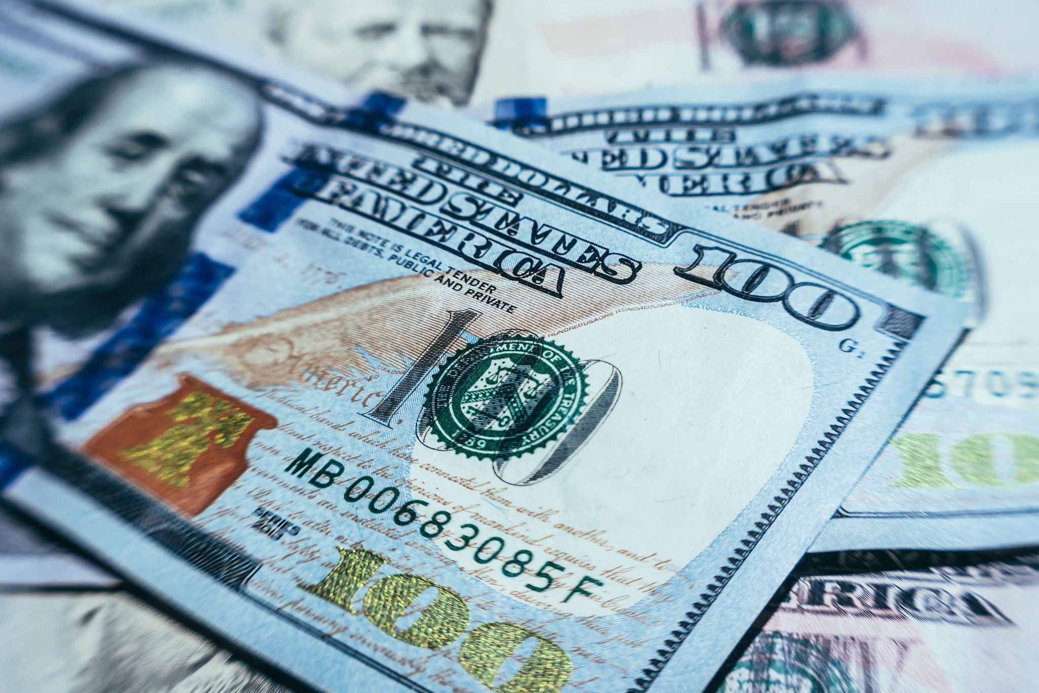 One hundred dollar banknotes