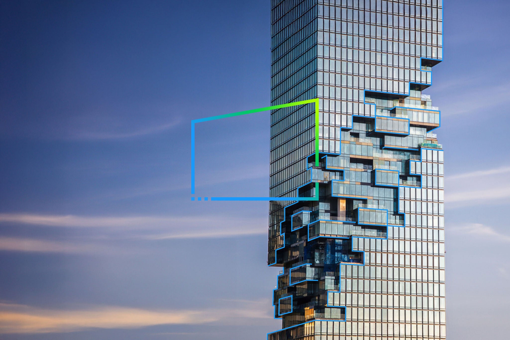 Skyline view of the Mahanakhon tower in Bangkok