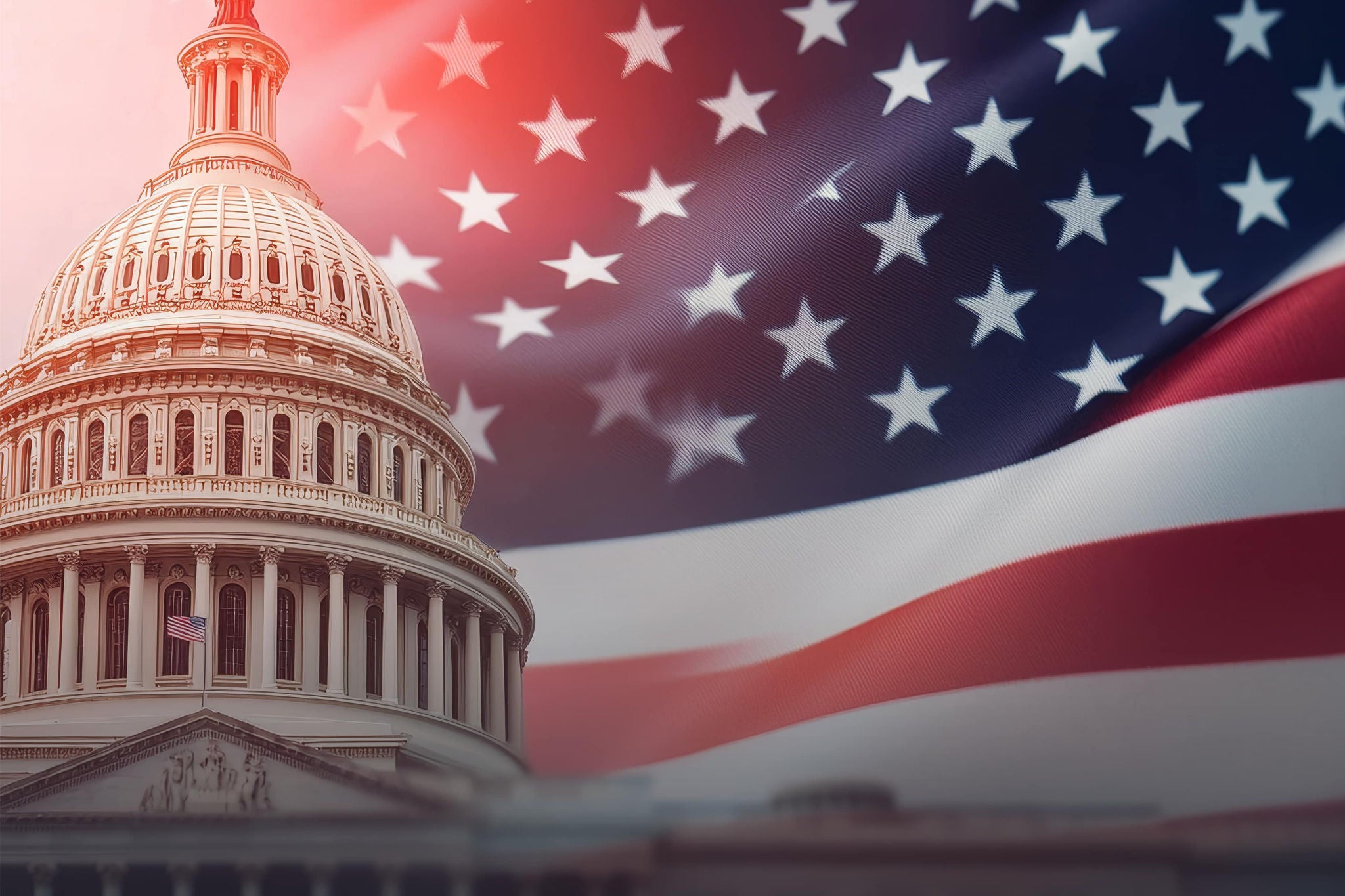 United States Capitol und USA Flagge