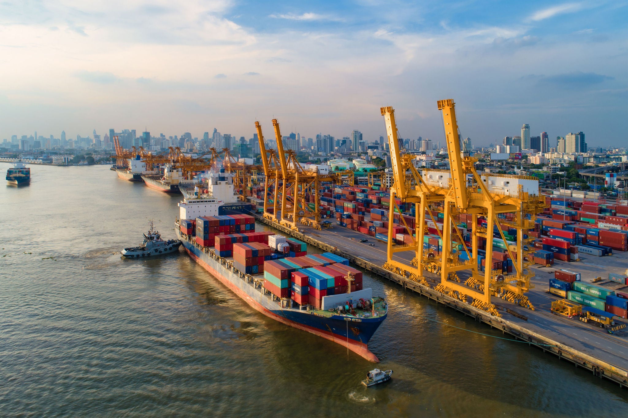 Aerial view of business port