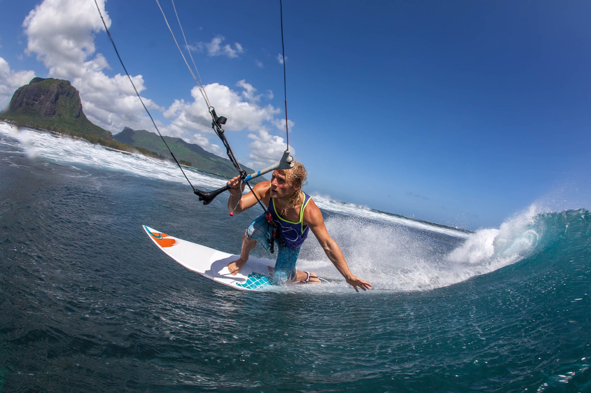 Man kite surfing in Mauritius