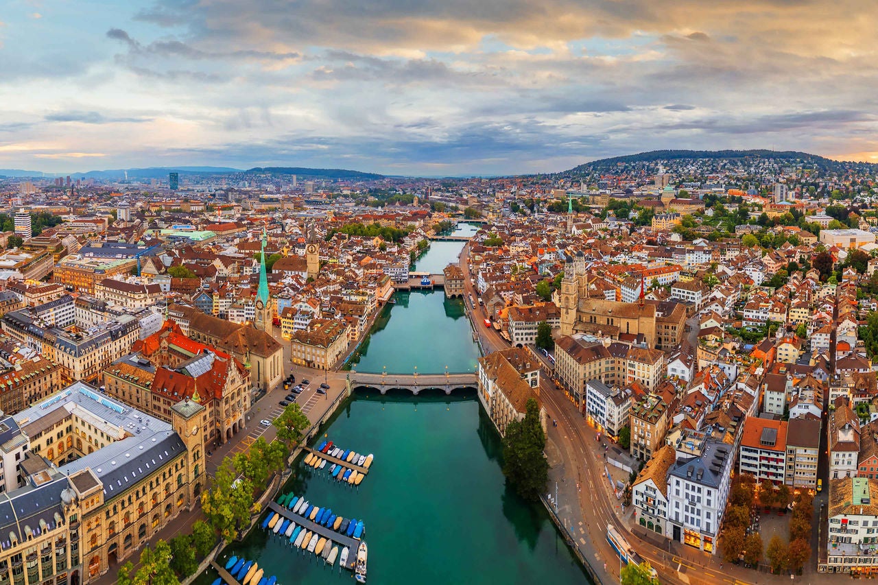 Zurich, Switzerland Old Town Skyline Over the Limmat River