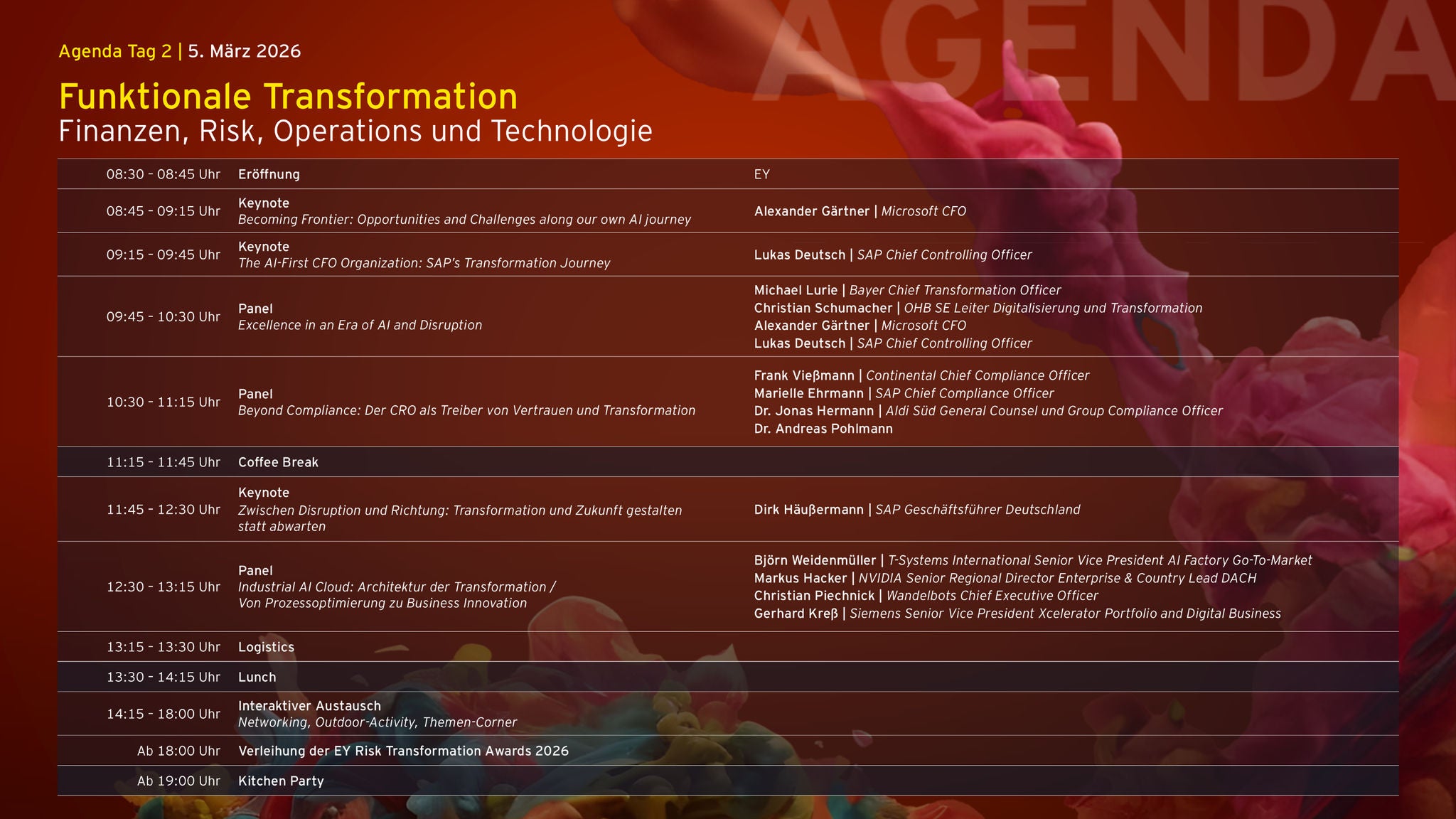 EY Reinvention Summit 2026 Agenda von Tag 2