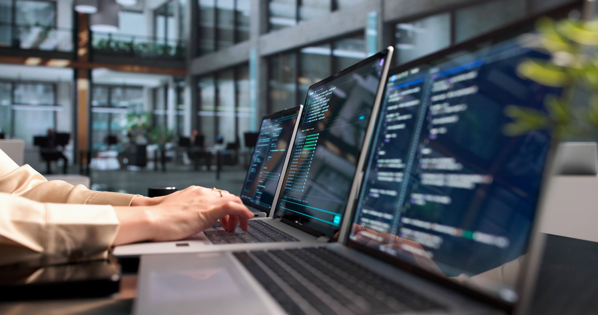Young woman working on a laptop