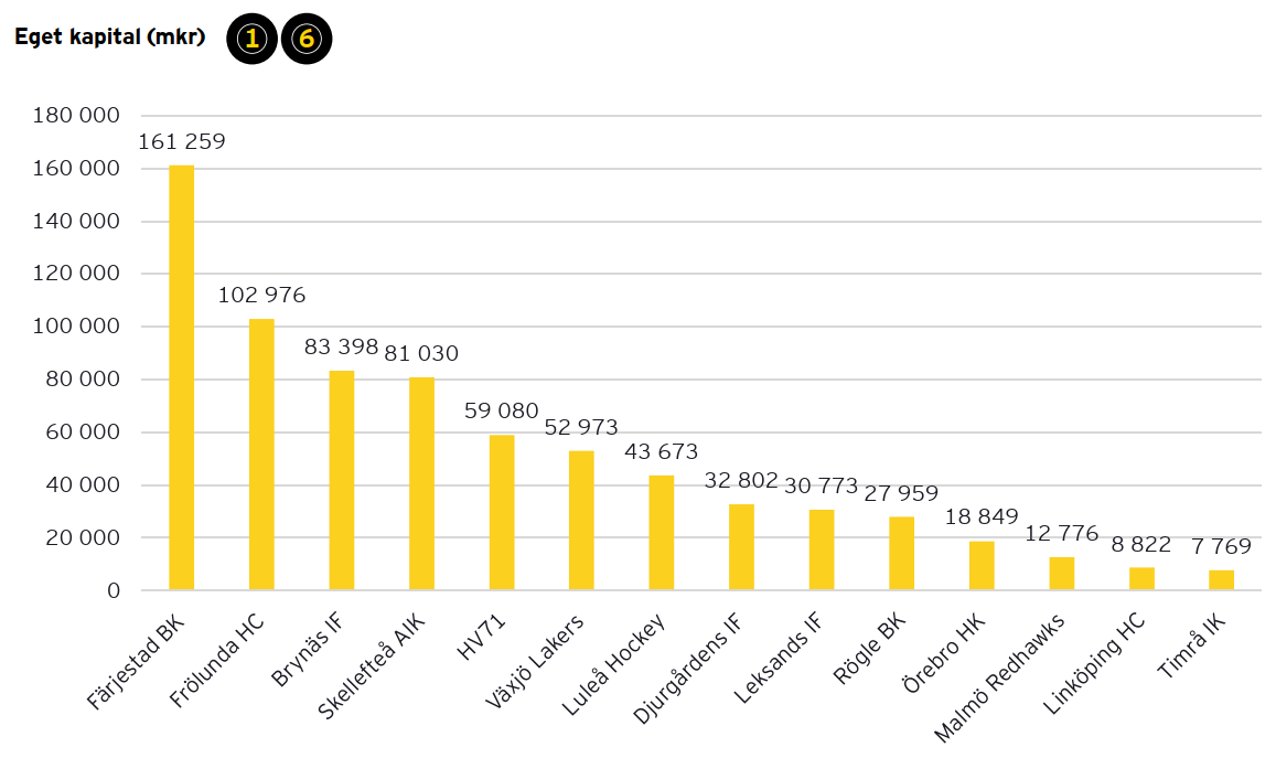 Grafik som visar eget kapital (mkr)