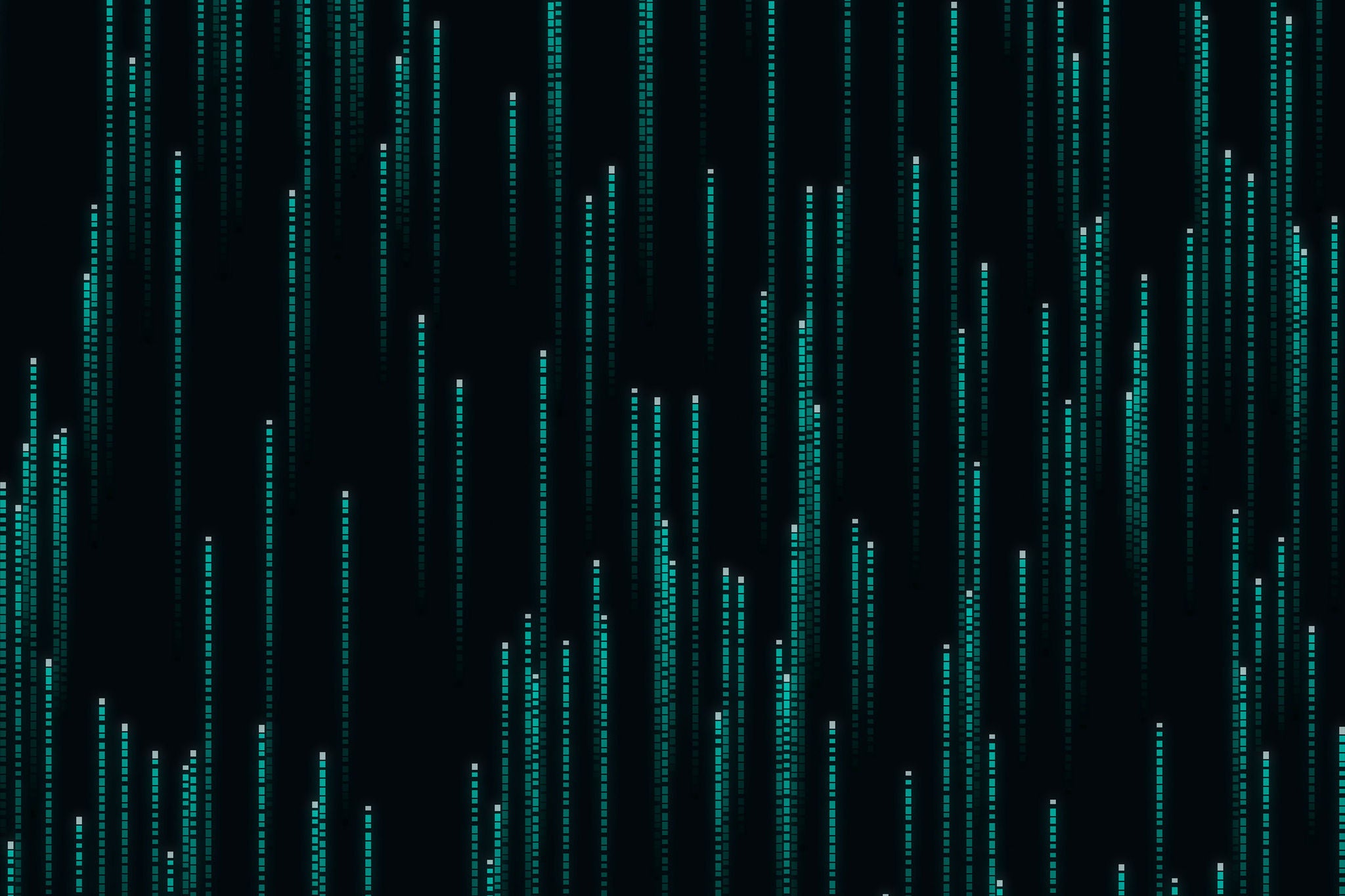 Flux de données numériques turquoise sur fond sombre
