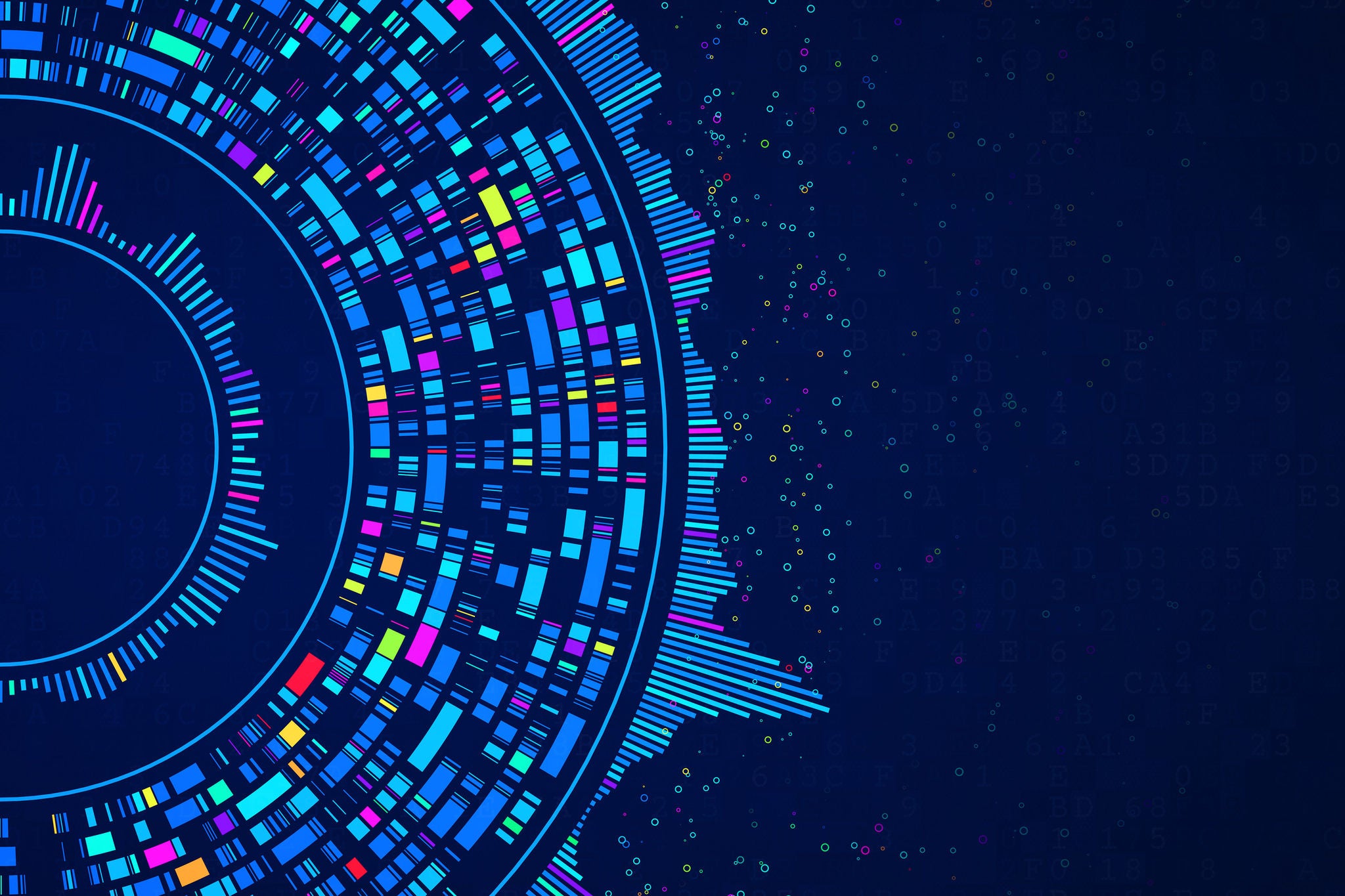 Big data and AI automation technology for business analytics. Data mining, filtering, sorting, clustering. Data science, Artificial Intelligence and visualization, innovation. Illustration