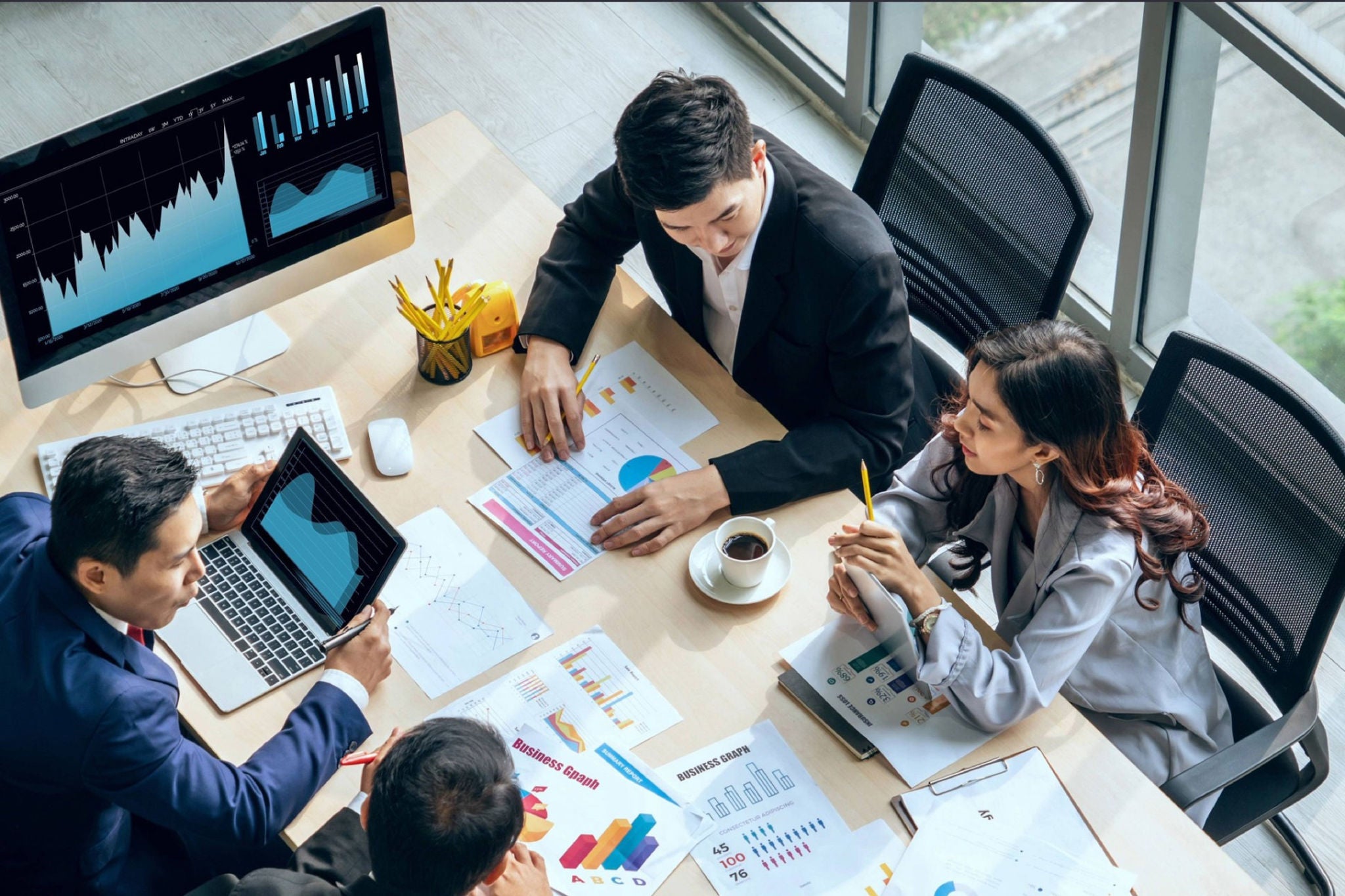 Group of people analyzing data