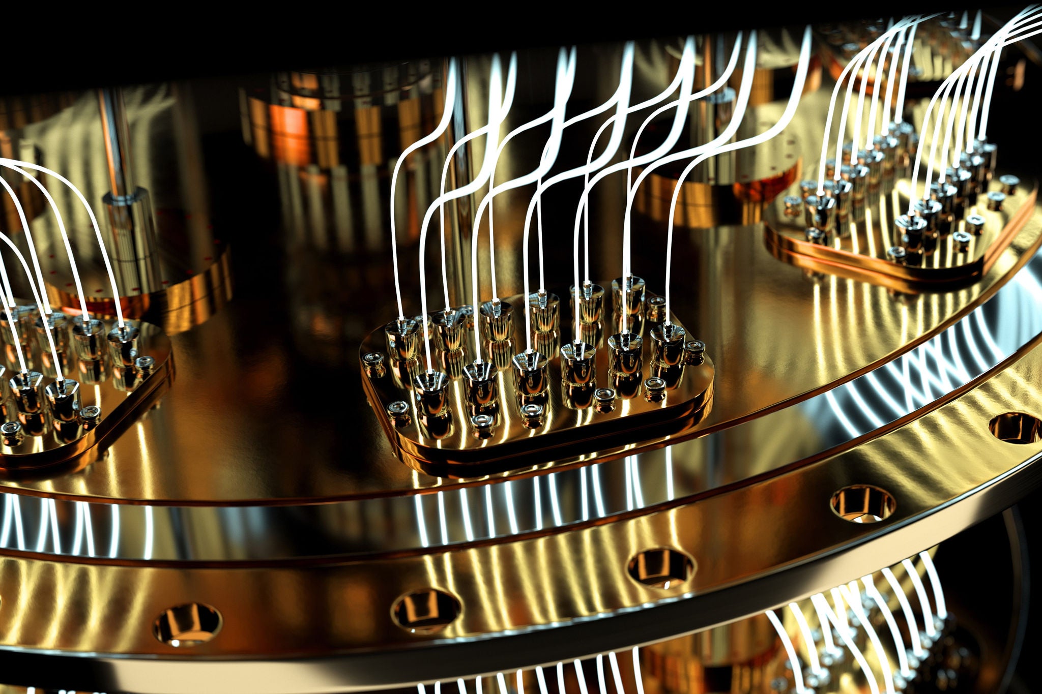 Close-up van een quantumcomputerprocessor
