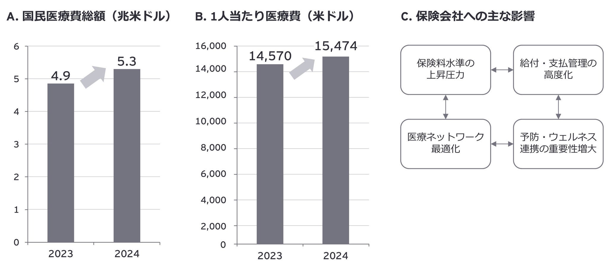 図2　米国医療費高騰と保険会社への影響