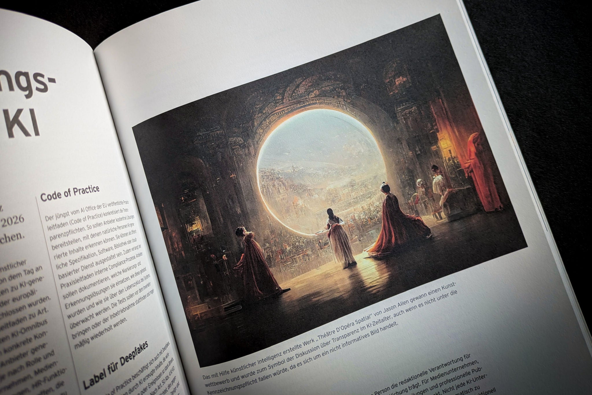 Das mit Hilfe kuenstlicher Intelligenz erstellte Werk „Theatre D’Opera Spatial“ von Jason Allen abgedruckt 