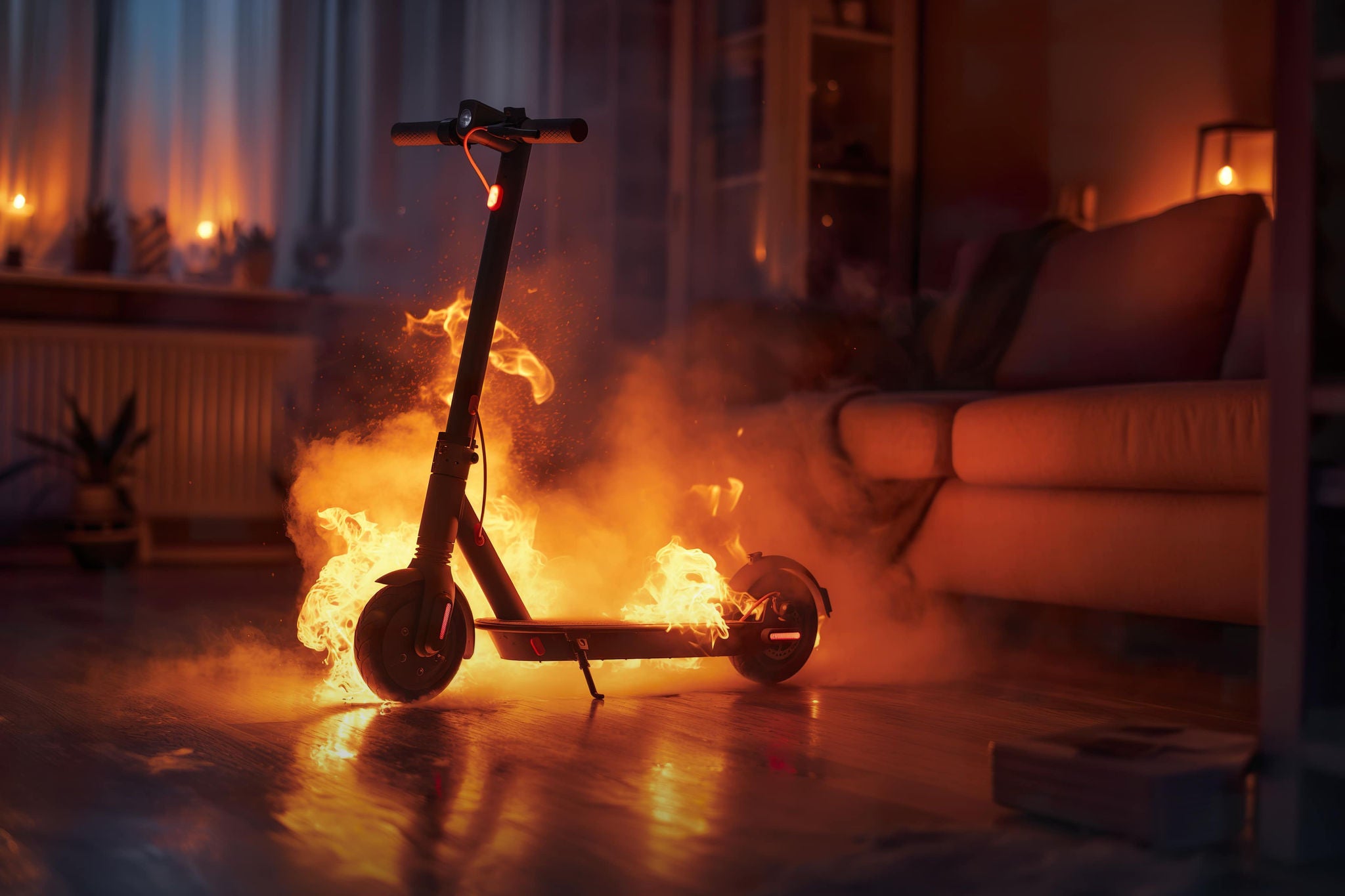 A smiling young woman with headphones and folders, standing outdoors on a college campus.