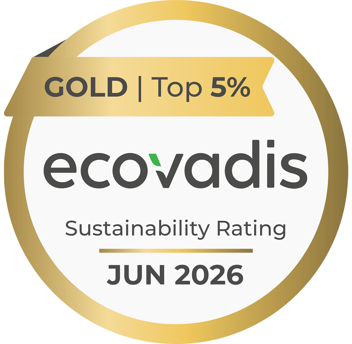 Ecovadis gold medal - Sustainability rating - June 2026
