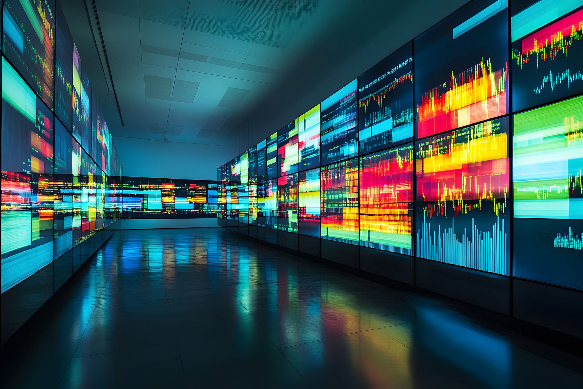 continuously display fluctuating stock prices in an abstract manner.