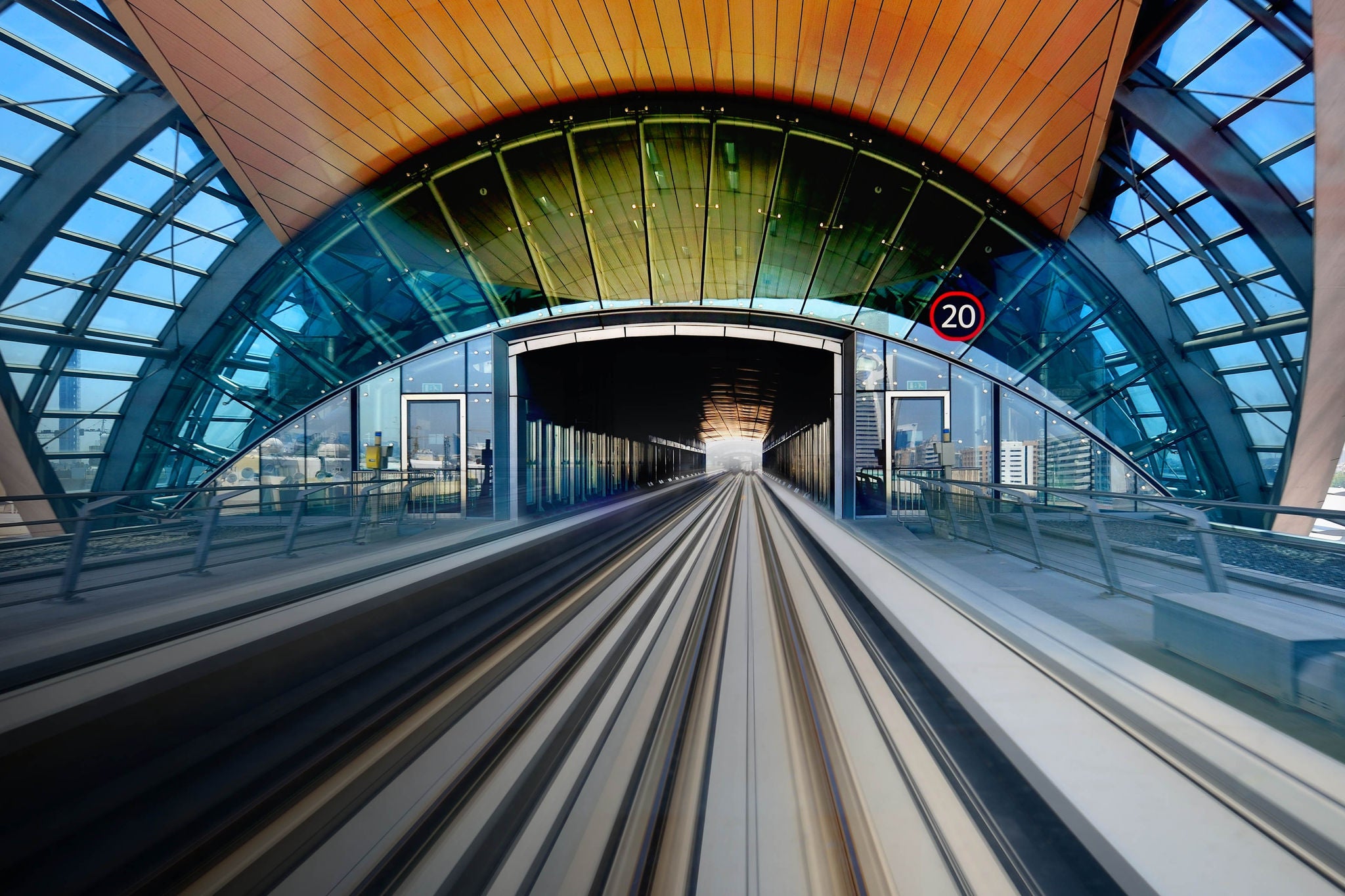 Dubai metro station, motion blur