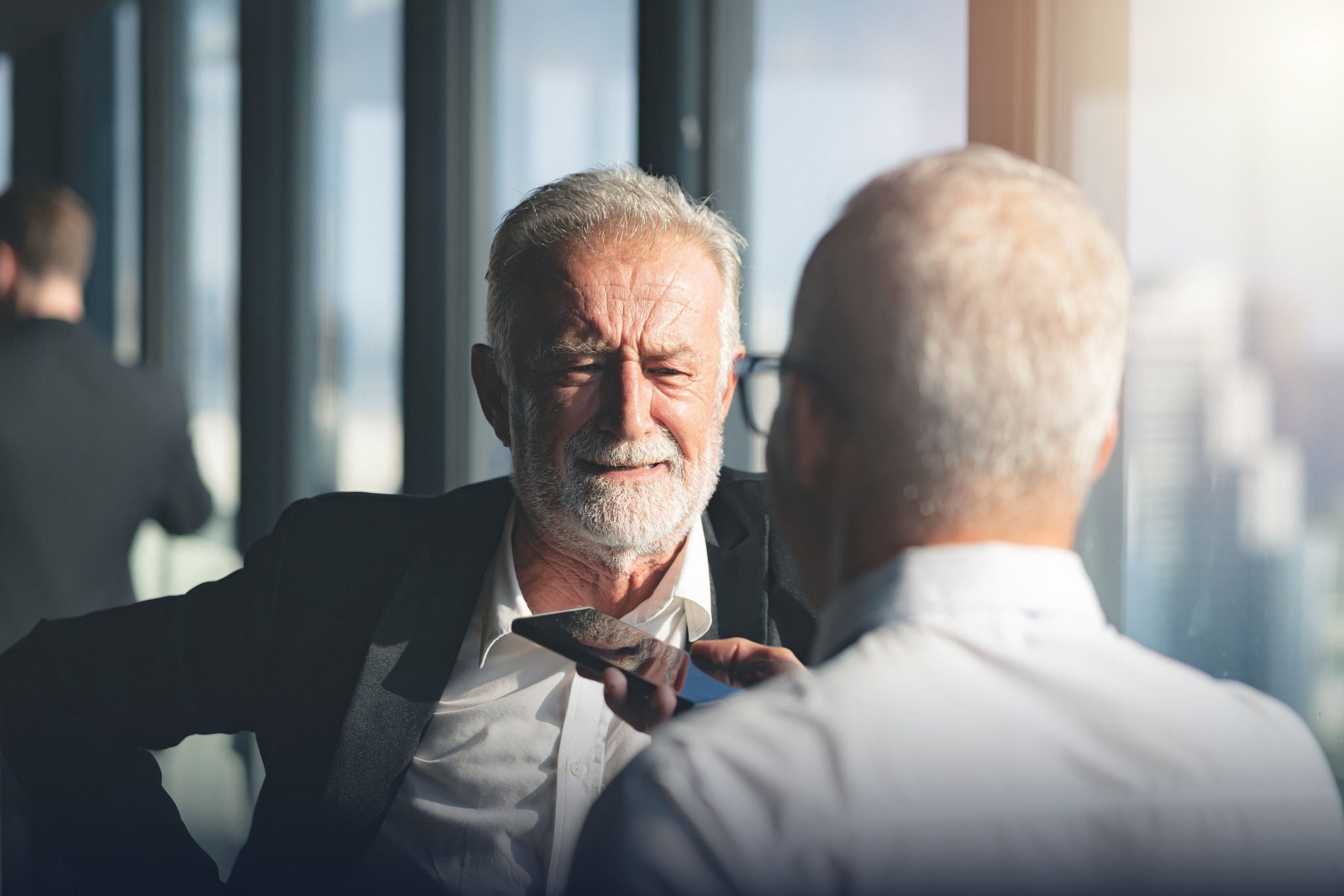 Business meeting between two colleagues.