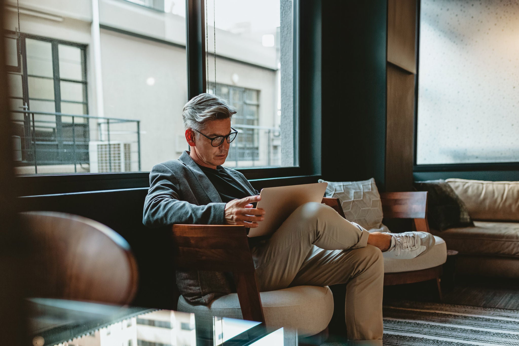 Businessman working office lounge