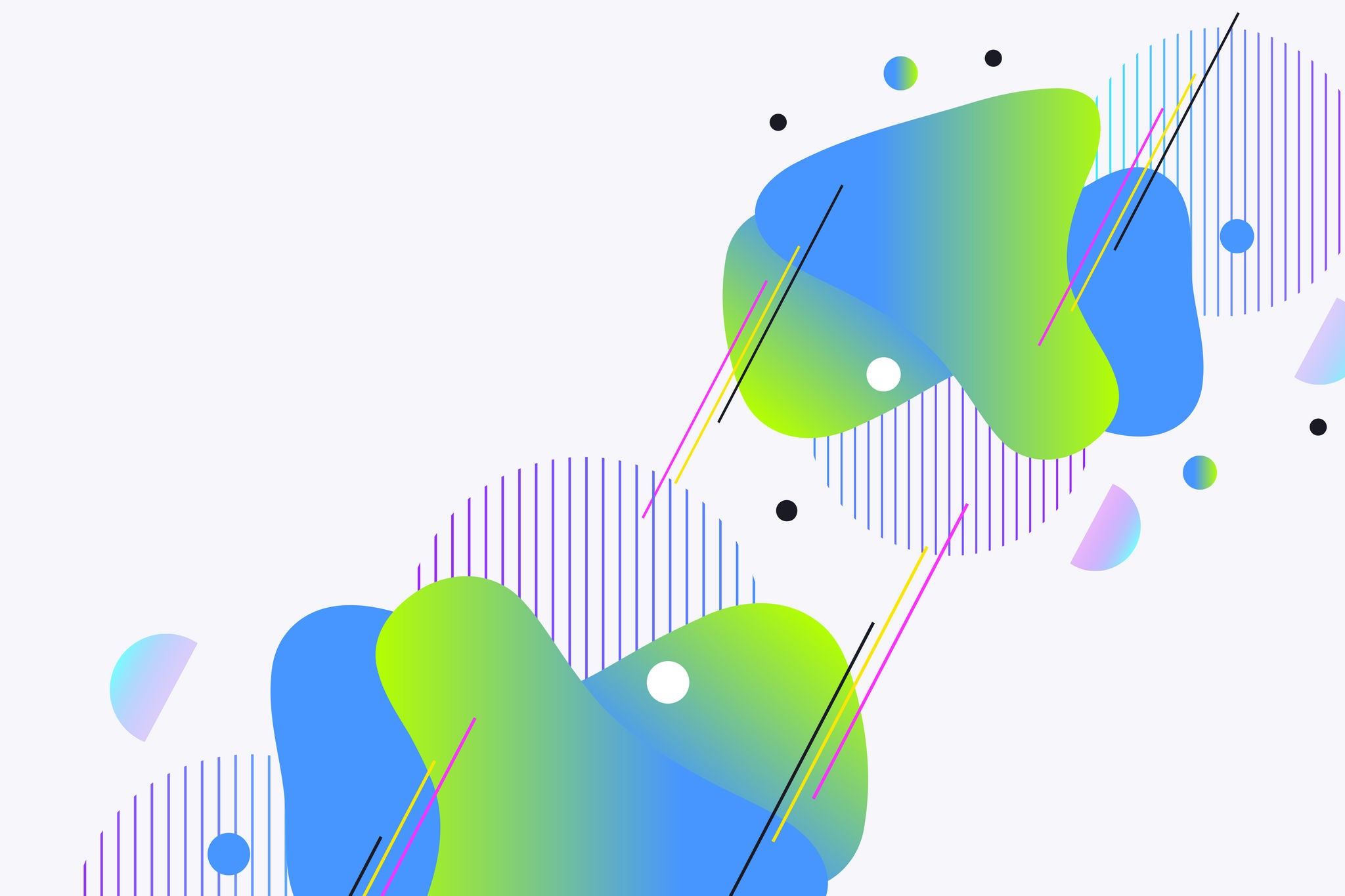 Formes abstraites bleu et vert en degrade avec lignes geometriques