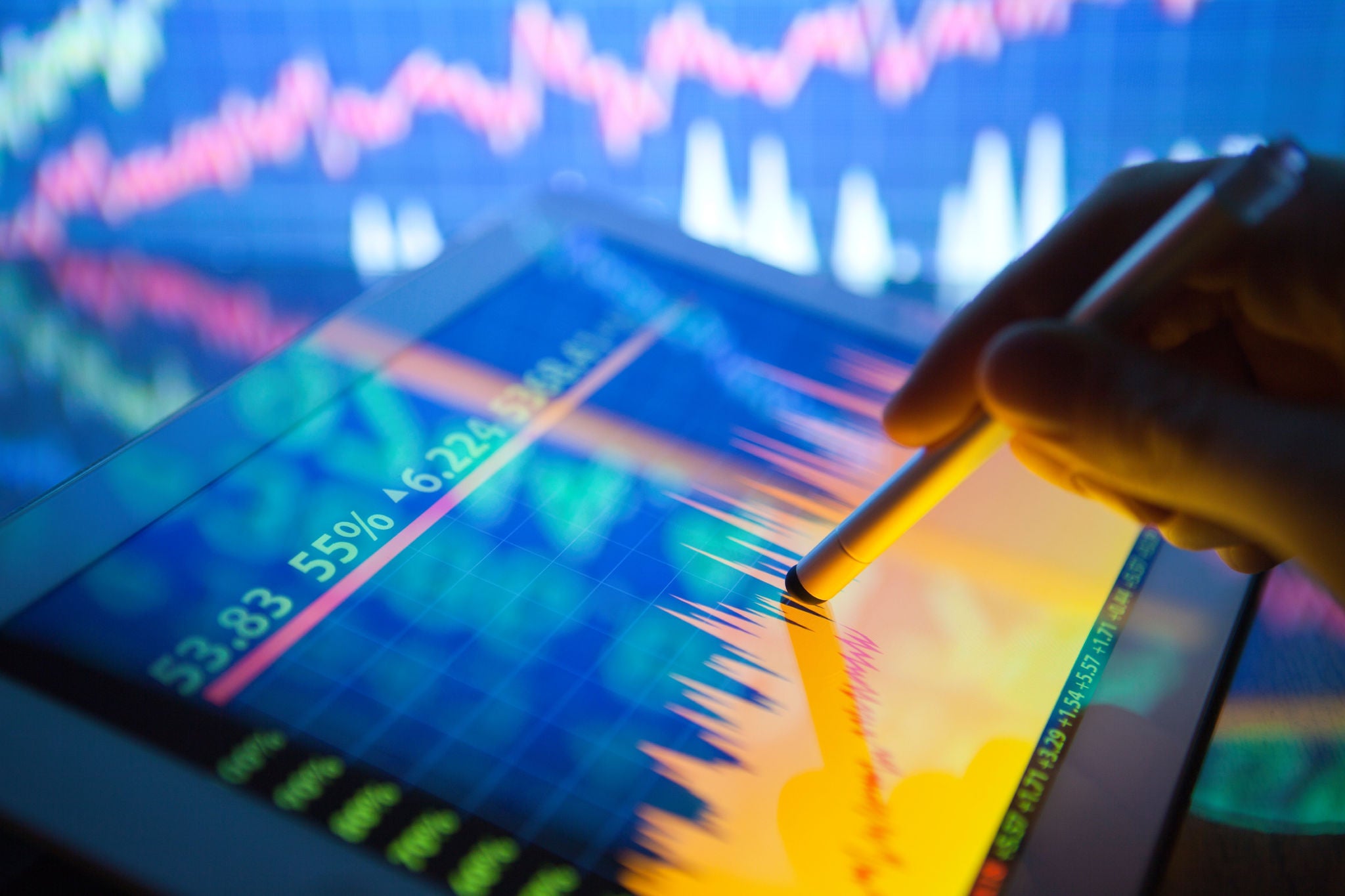 Stock market on tablet