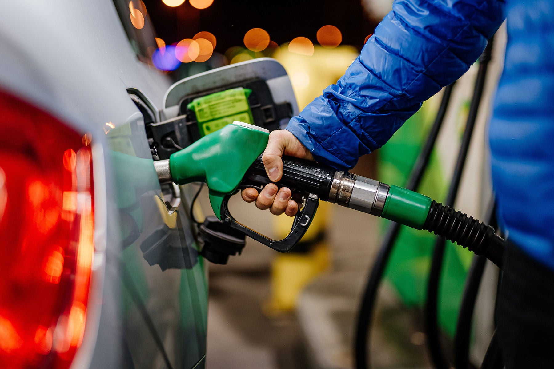 Fueling a car at night