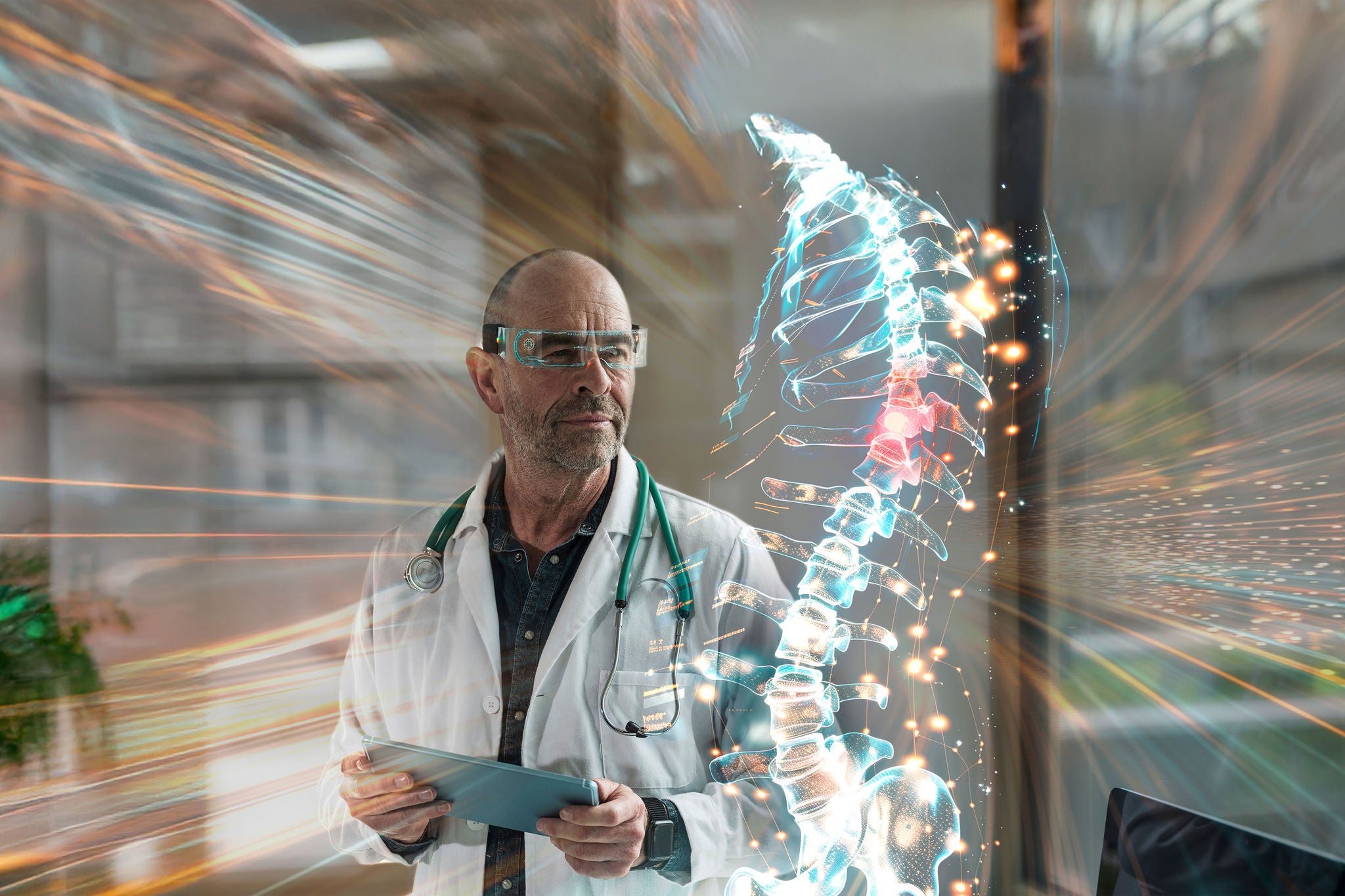 Man working on laptop while sitting in kitchen at home