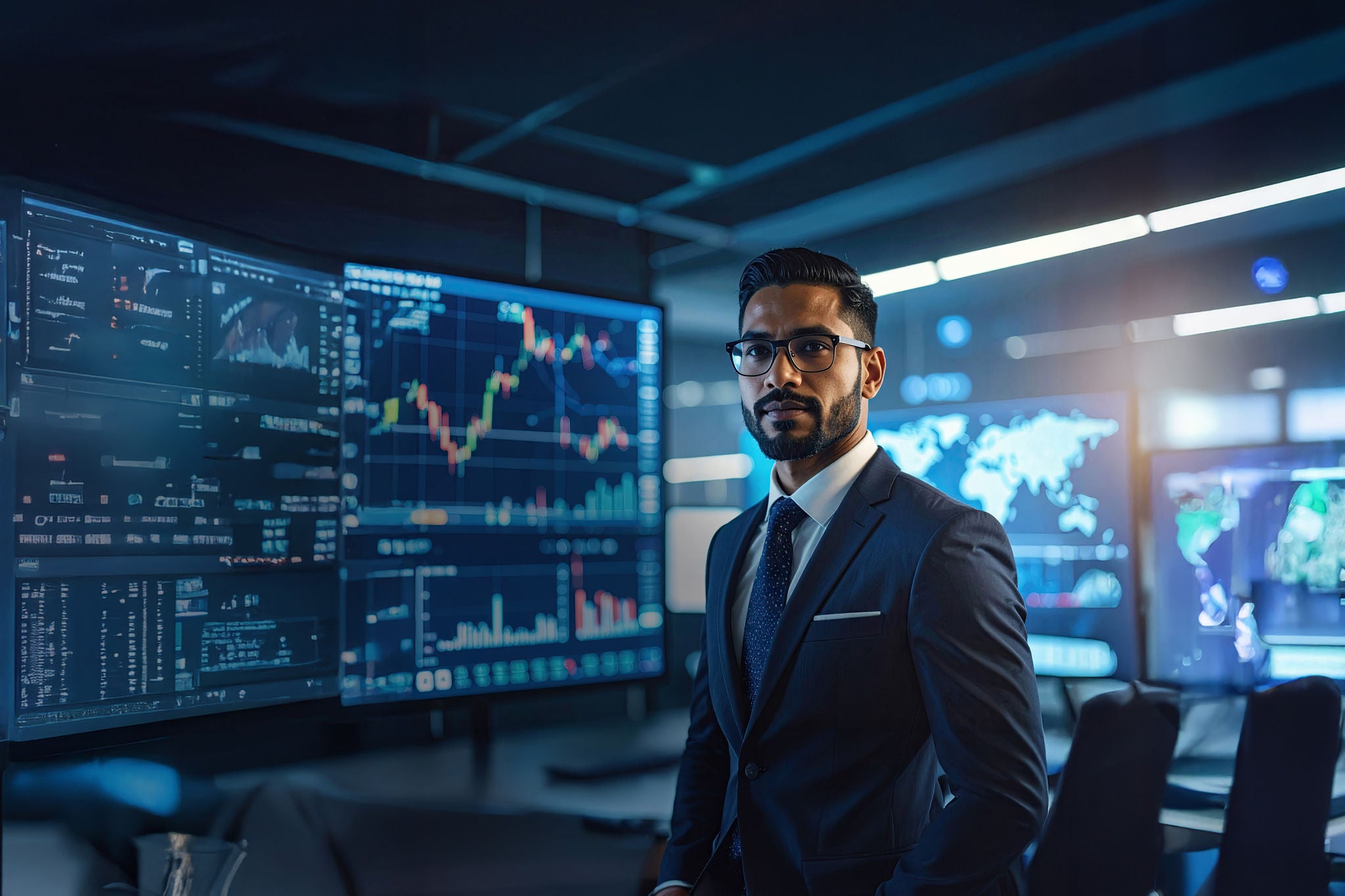 Serious businessman in modern office