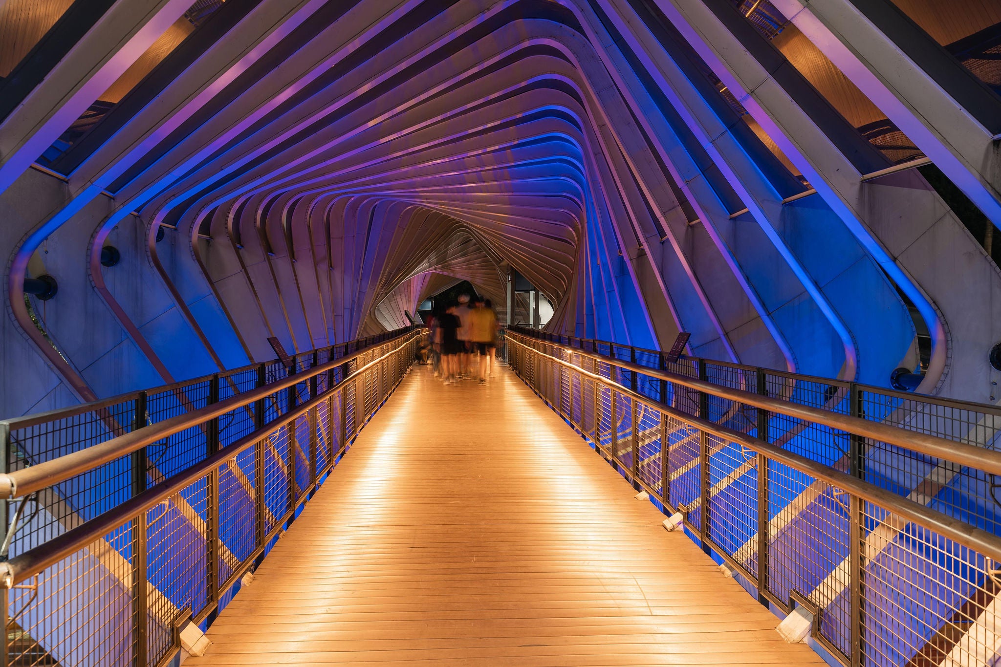 Footbridge in an Asian big city