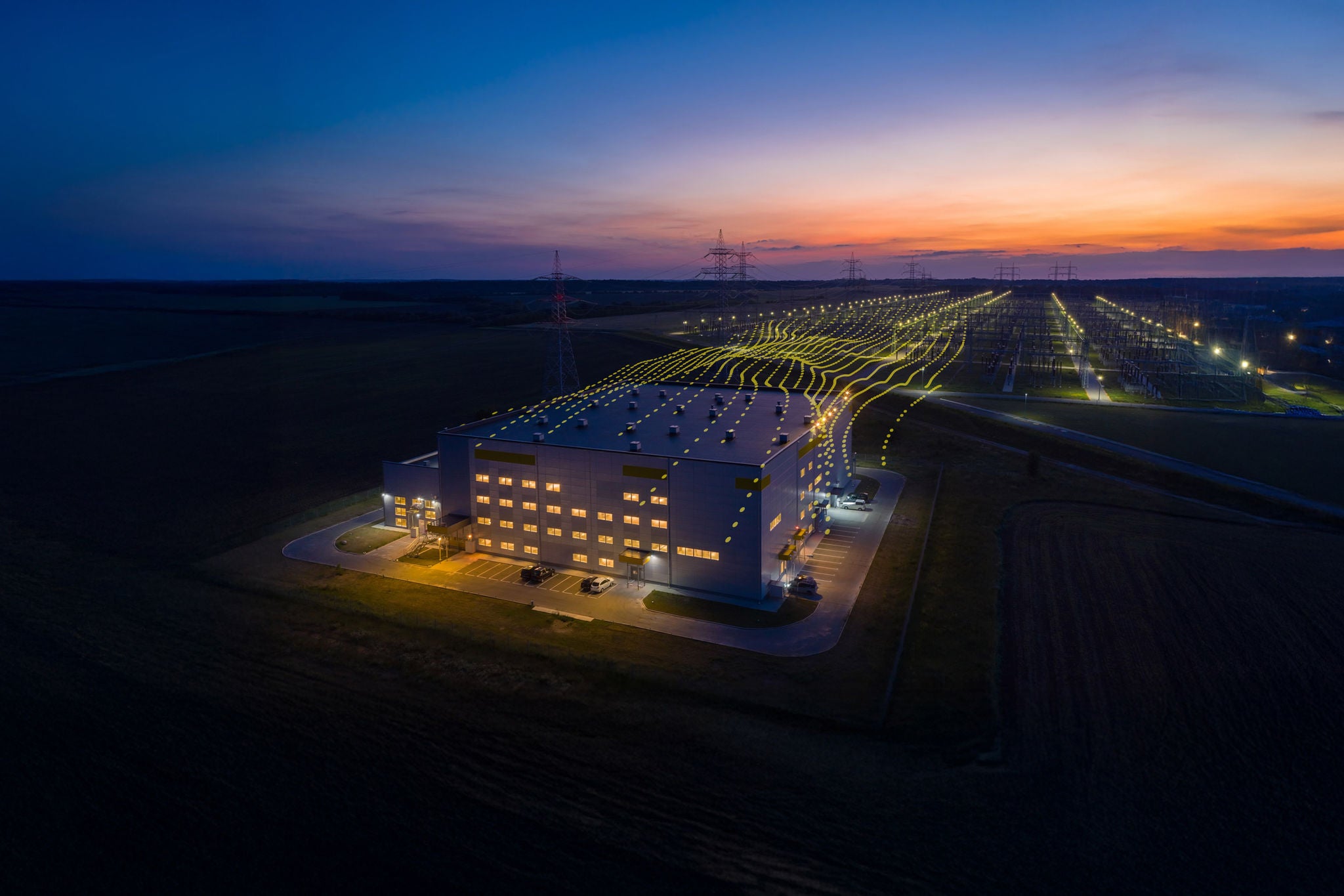 Firefly data center with energy grid