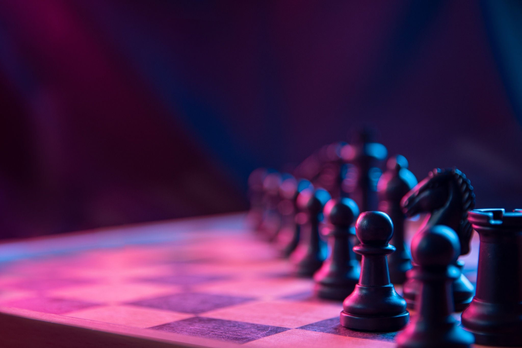 Chess pieces on a board