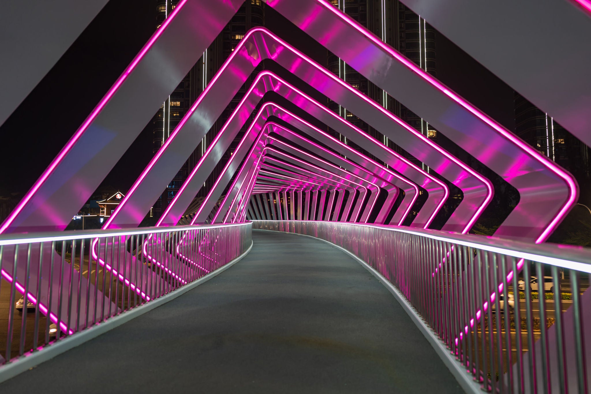 Pedestrian bridge at Chuanggu Road, Tong'an District, Xiamen, China