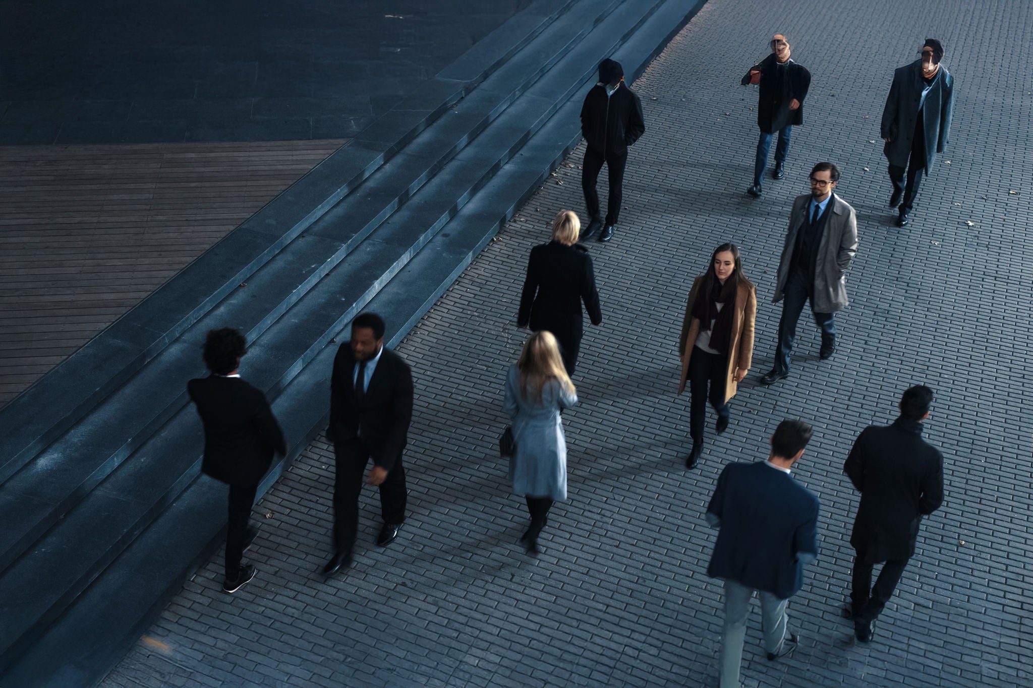 People commuting to work in the morning