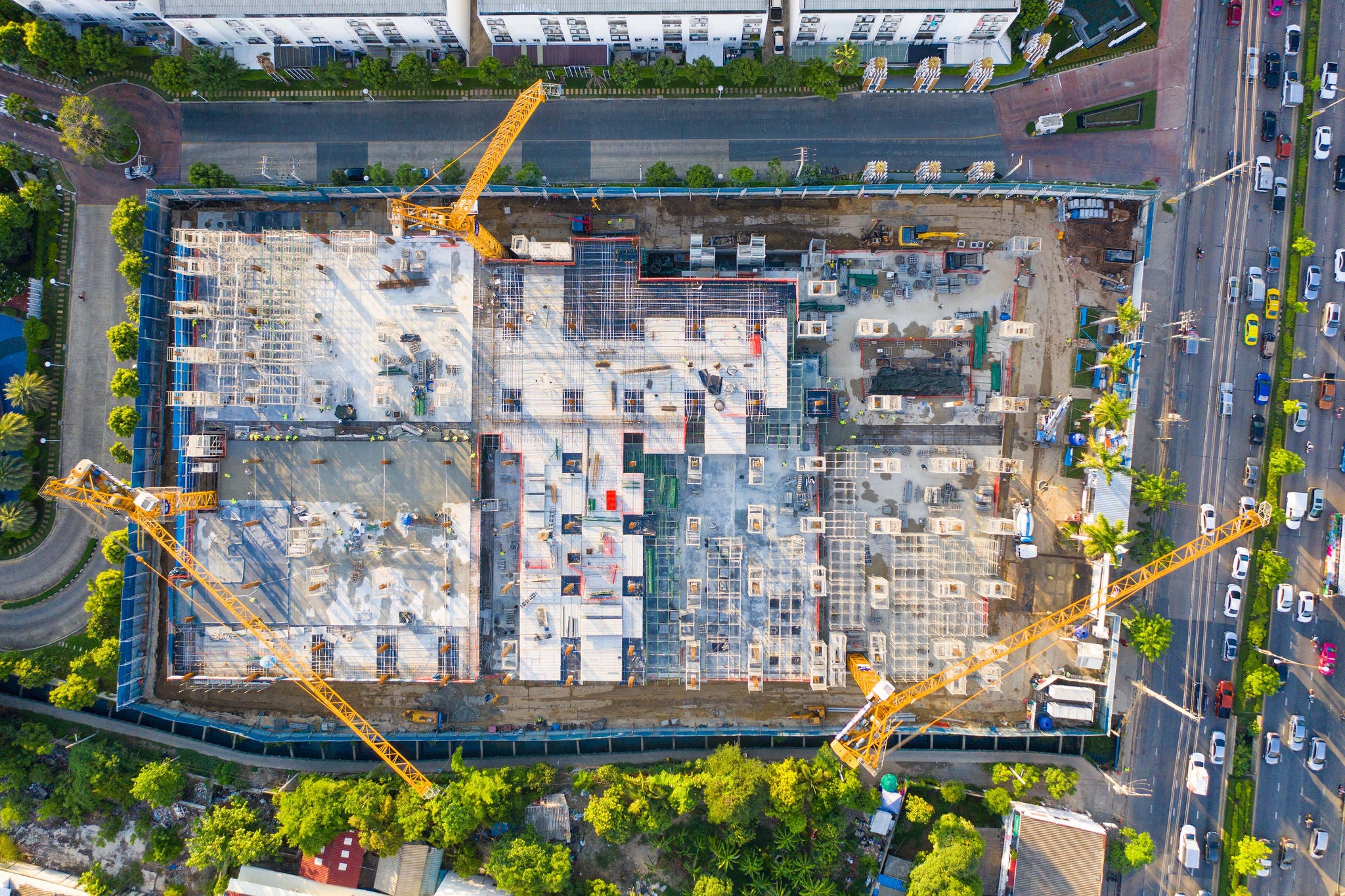 Top view of construction site.