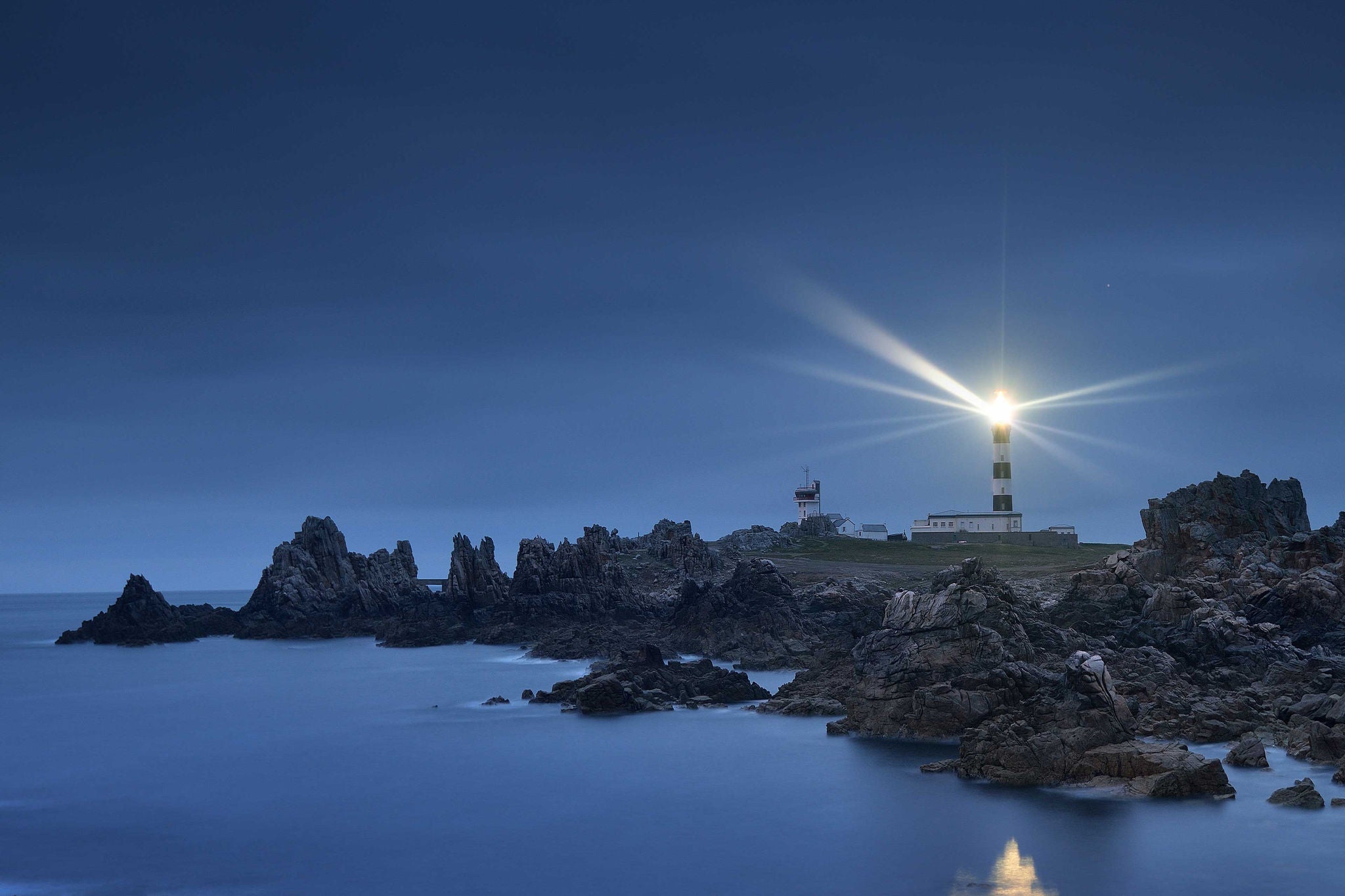 Night view of a lighthouse