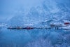 Fishing boats in fjord, Austnesfjorden, Norway