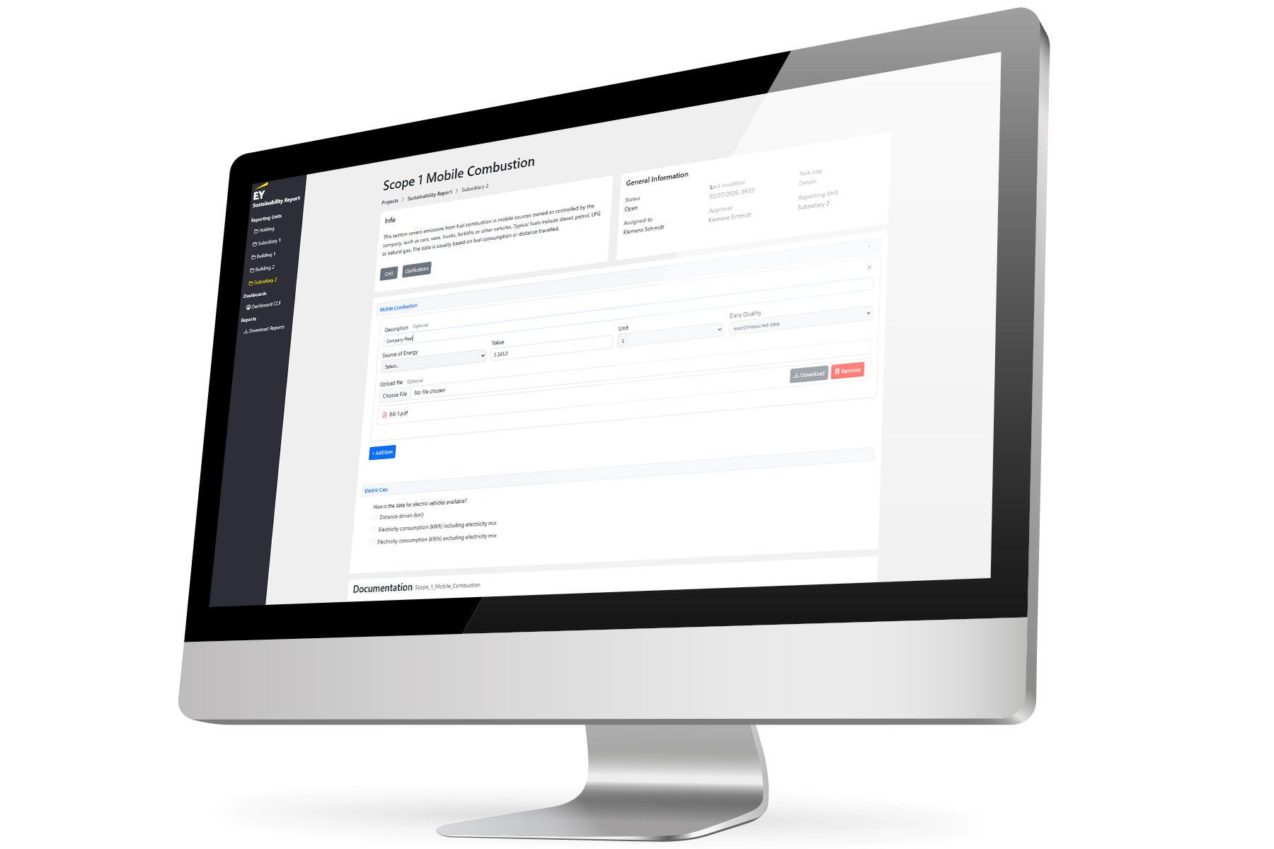 Die ESG Plattform ermöglicht ein einheitliches, strukturiertes ESG Datenmanagement über alle Organisationseinheiten hinweg. Als flexible ESG Software konsolidiert das ESG Plug & Play Tool dezentrale Rohdaten, berechnet automatisiert Kennzahlen und schafft eine verlässliche Datenbasis für Analyse und ESG Reporting Software.
