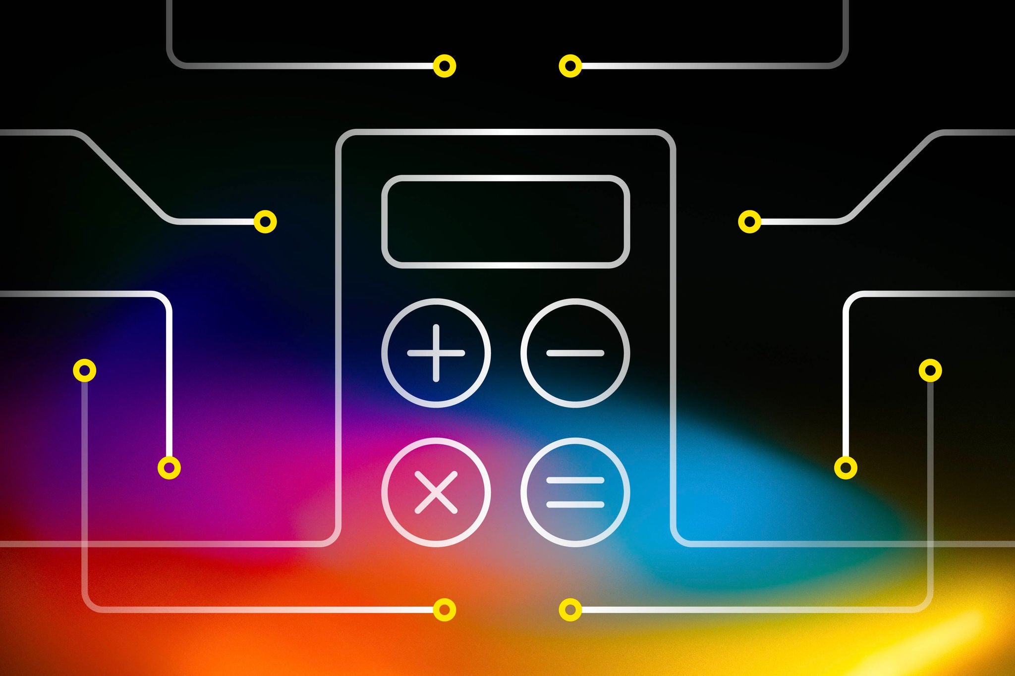 Calculator icon on a Budget 2027 branded background with network lines.