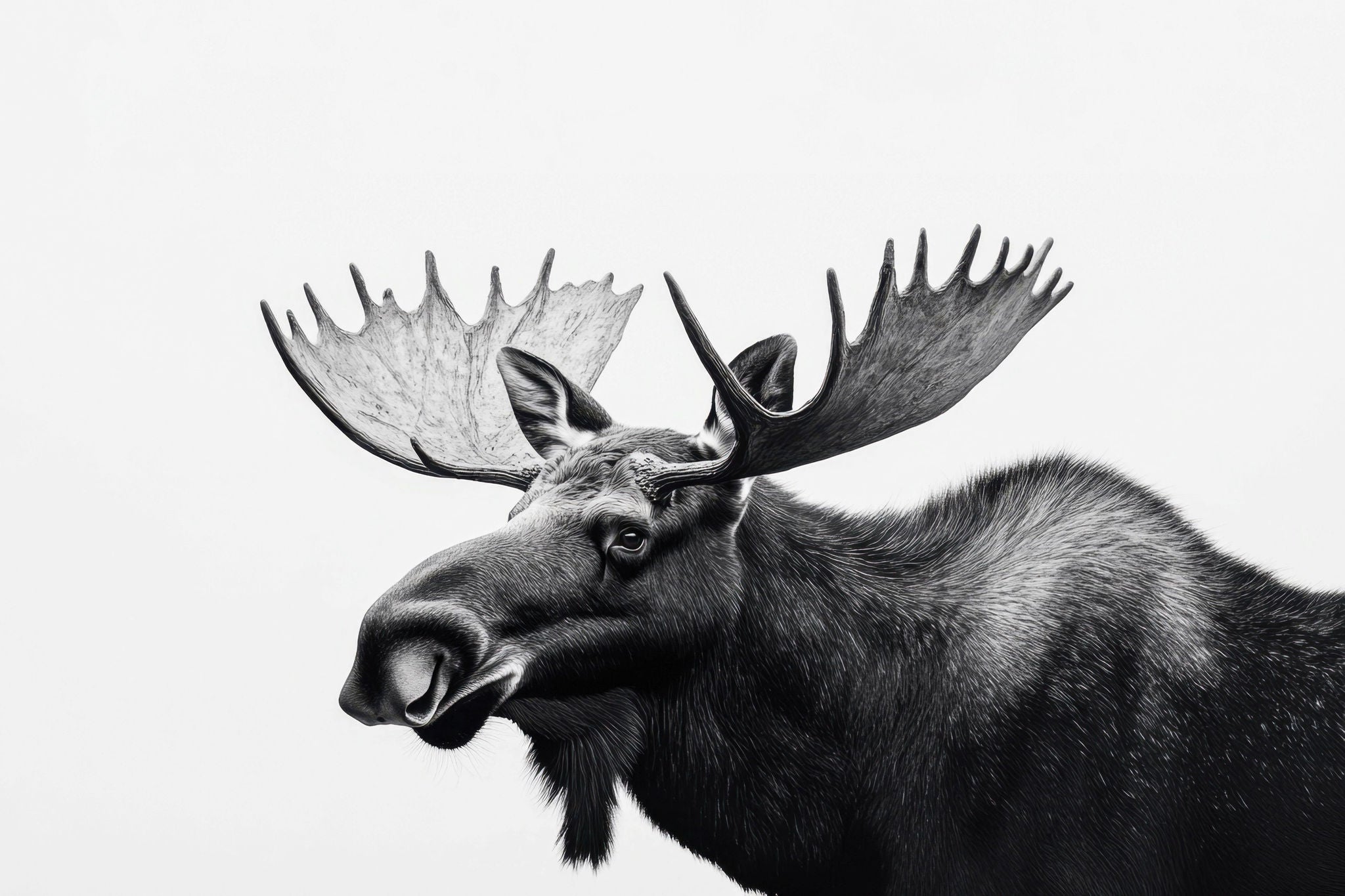 Moose black and white portrait