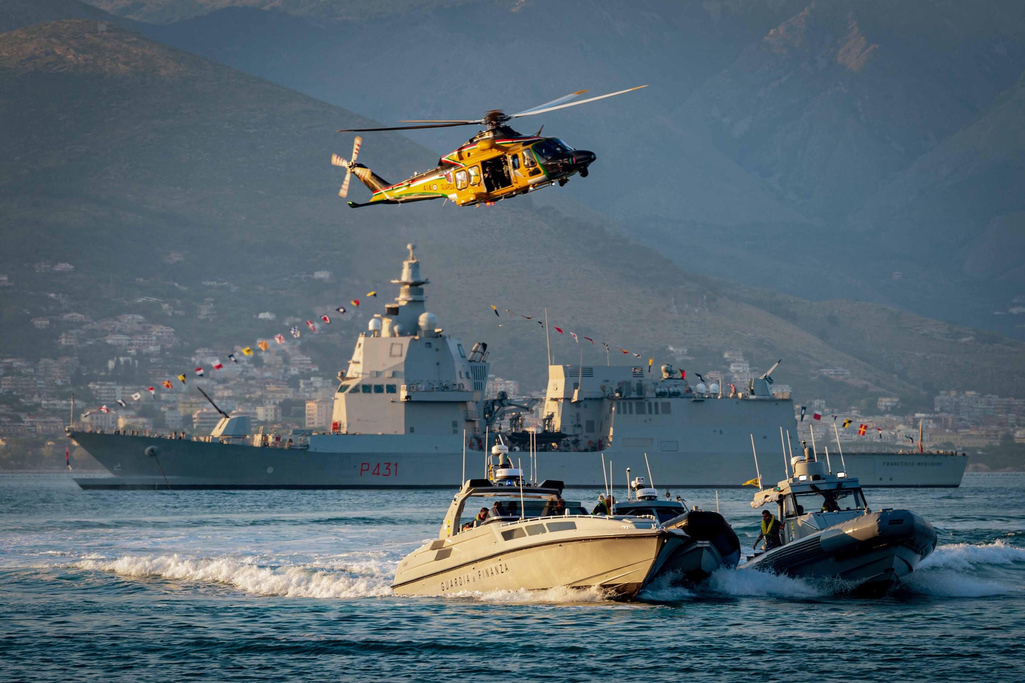 Performance of the Aeronaval Department of the Guardia di Finanza in Gaeta on the occasion of the 250th anniversary celebrations.