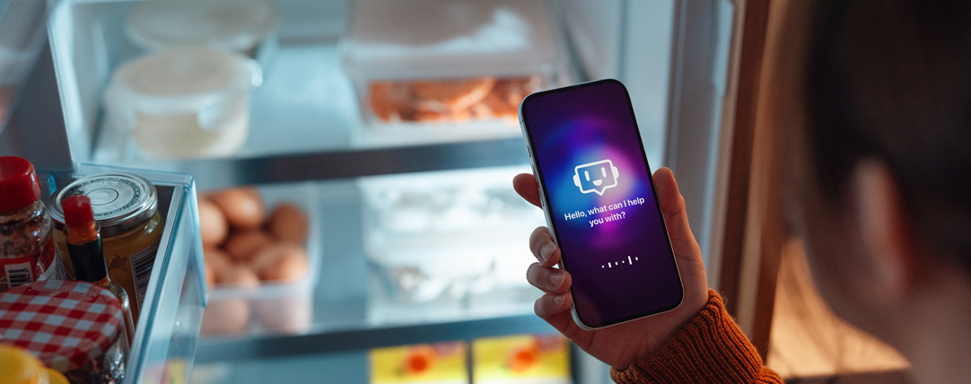 Using AI technology on smartphone to track fridge inventory and avoid food waste