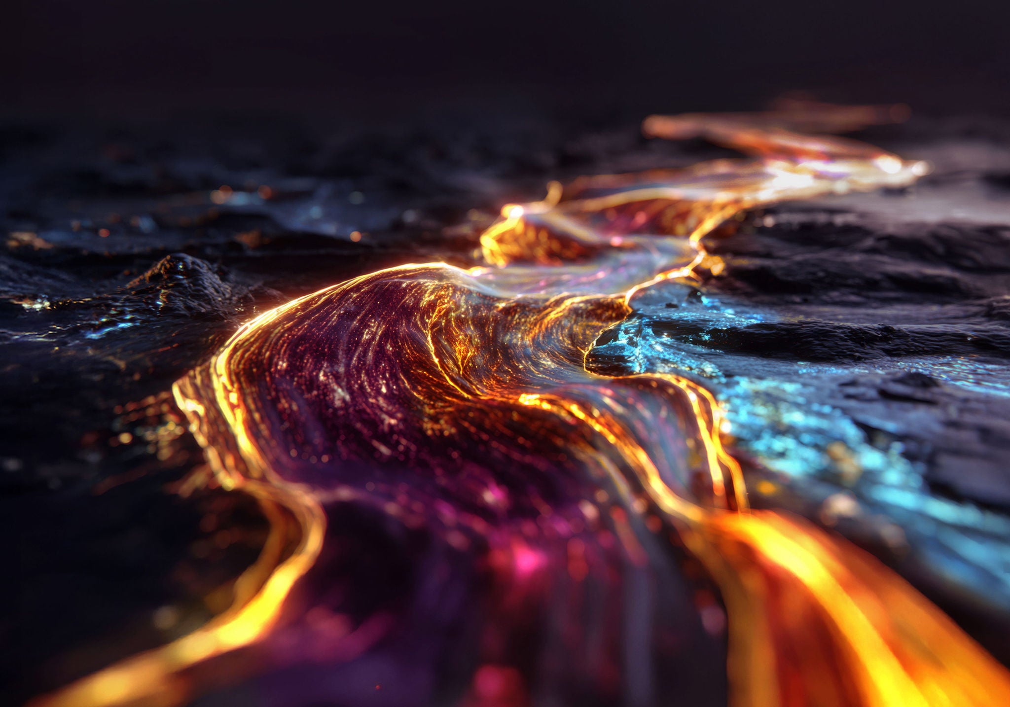 Lavastrom in bunten Farben